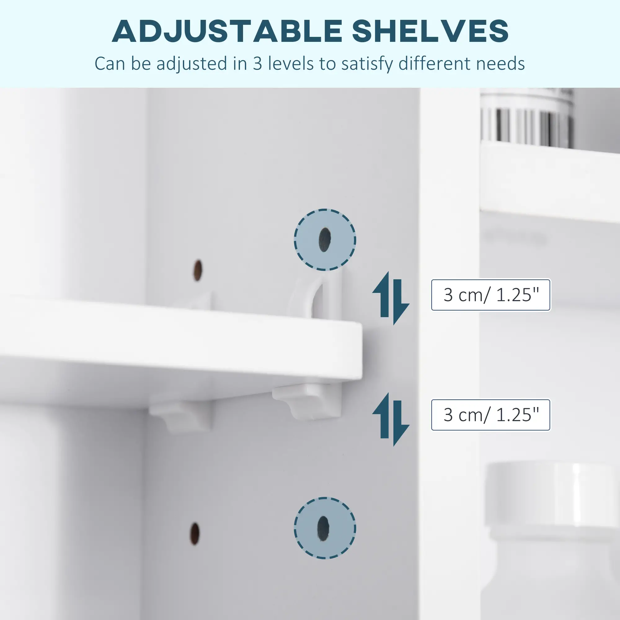 Wall Mounted Medicine Cabinet, 39.25"W x 27.5"H Bathroom Mirror Cabinet with Single Mirrored Door, Shelves and Storage Cupboard, White - Image 6