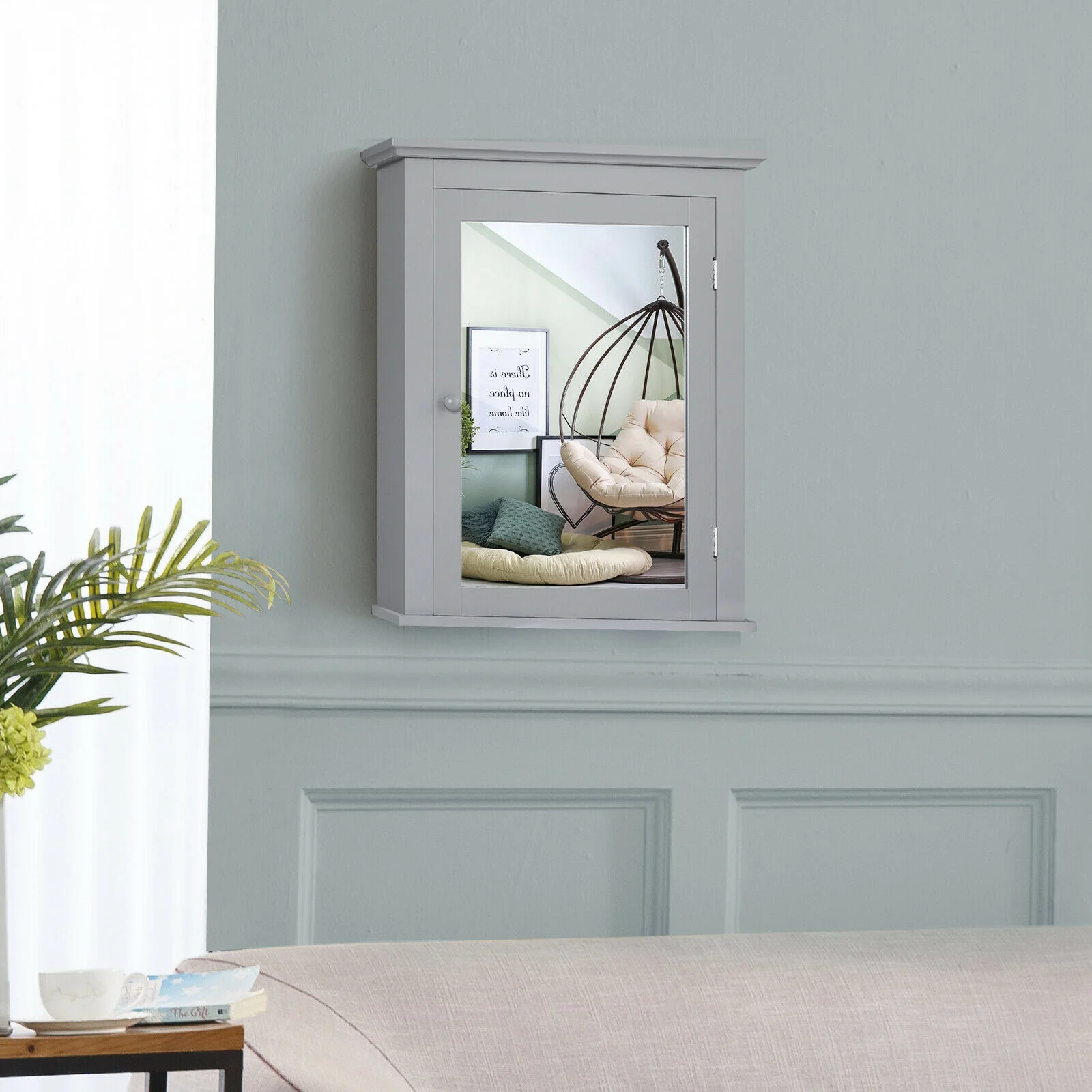 Wall Mounted Medicine Cabinet, Adjustable Shelf, Gray - Image 3