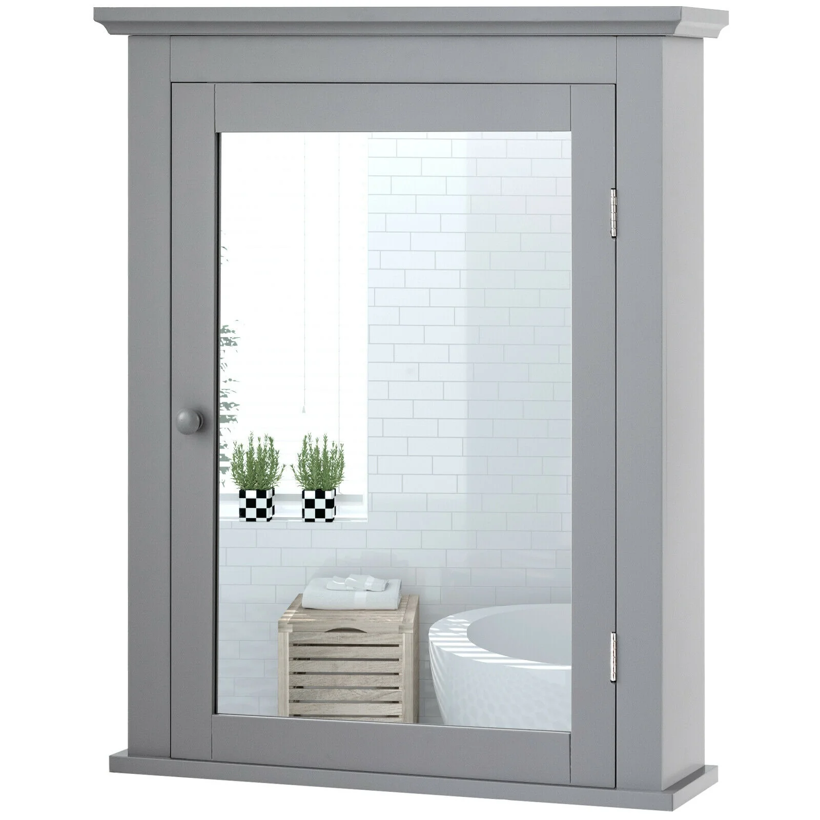 Wall Mounted Medicine Cabinet, Adjustable Shelf, Gray - Image 5