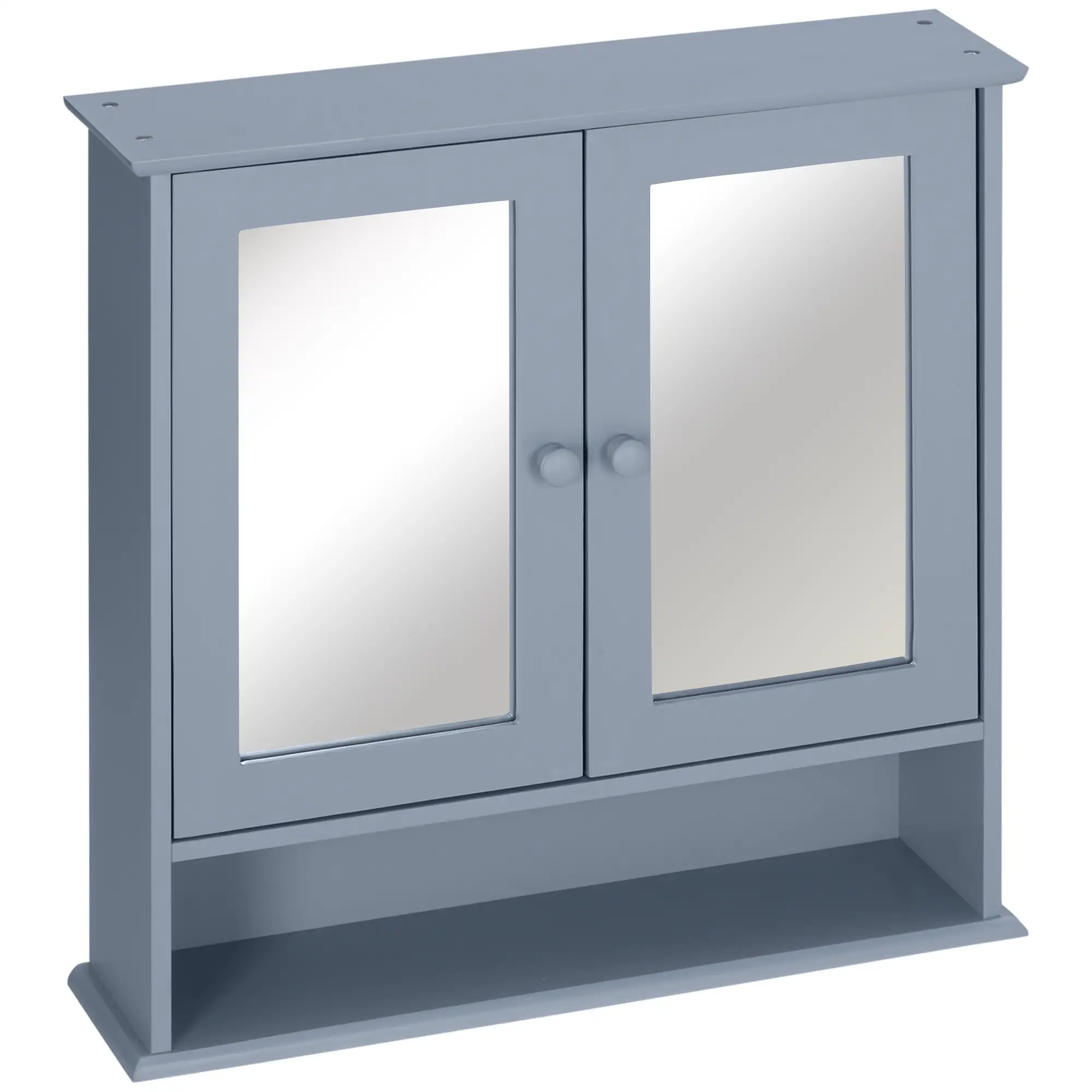 Wall-Mounted Medicine Cabinet, Double Doors, Open Shelf, Adjustable, Grey - Image 11