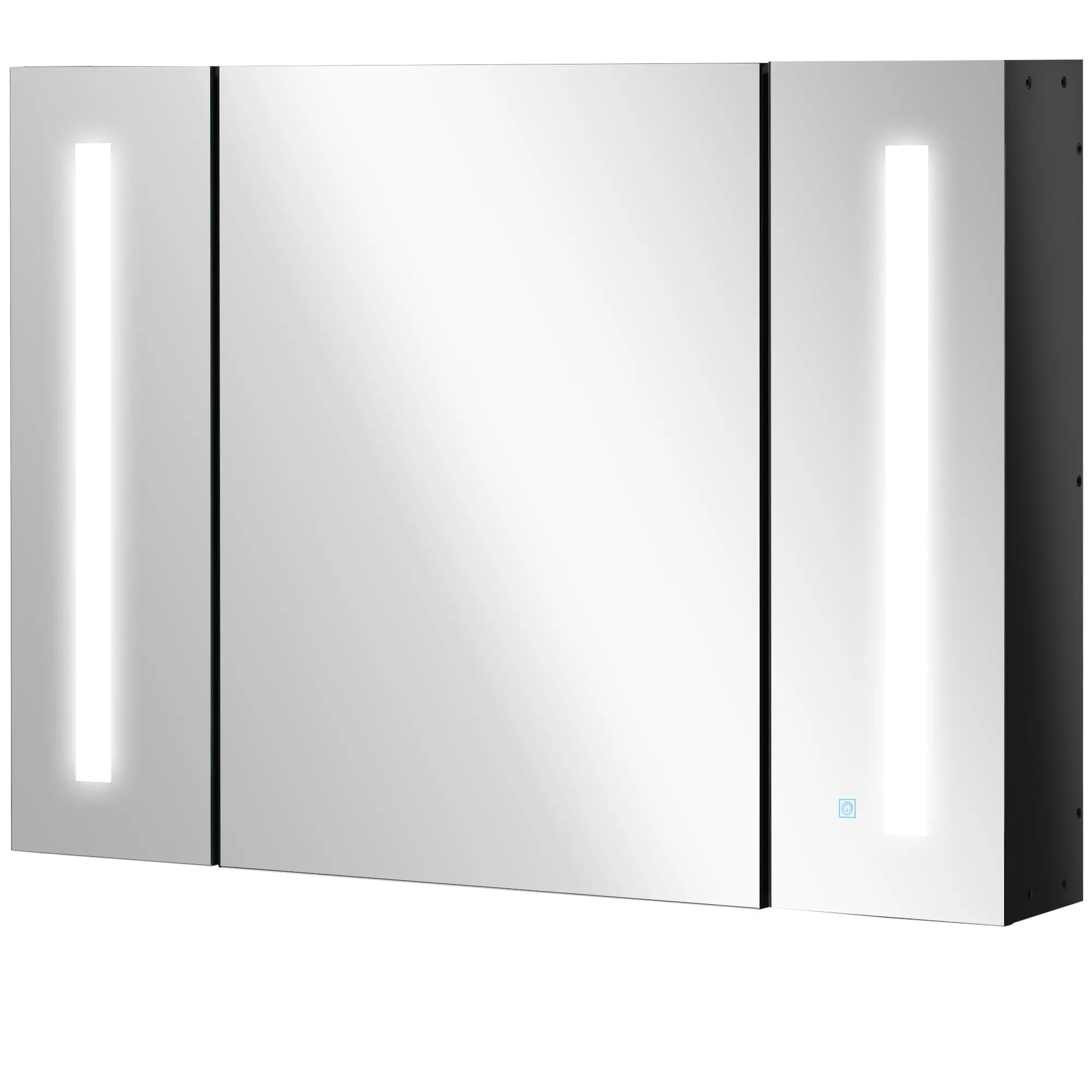 Wall Mounted Medicine Cabinet with Mirror, Adjustable Shelf, USB Charge, High Gloss, Black