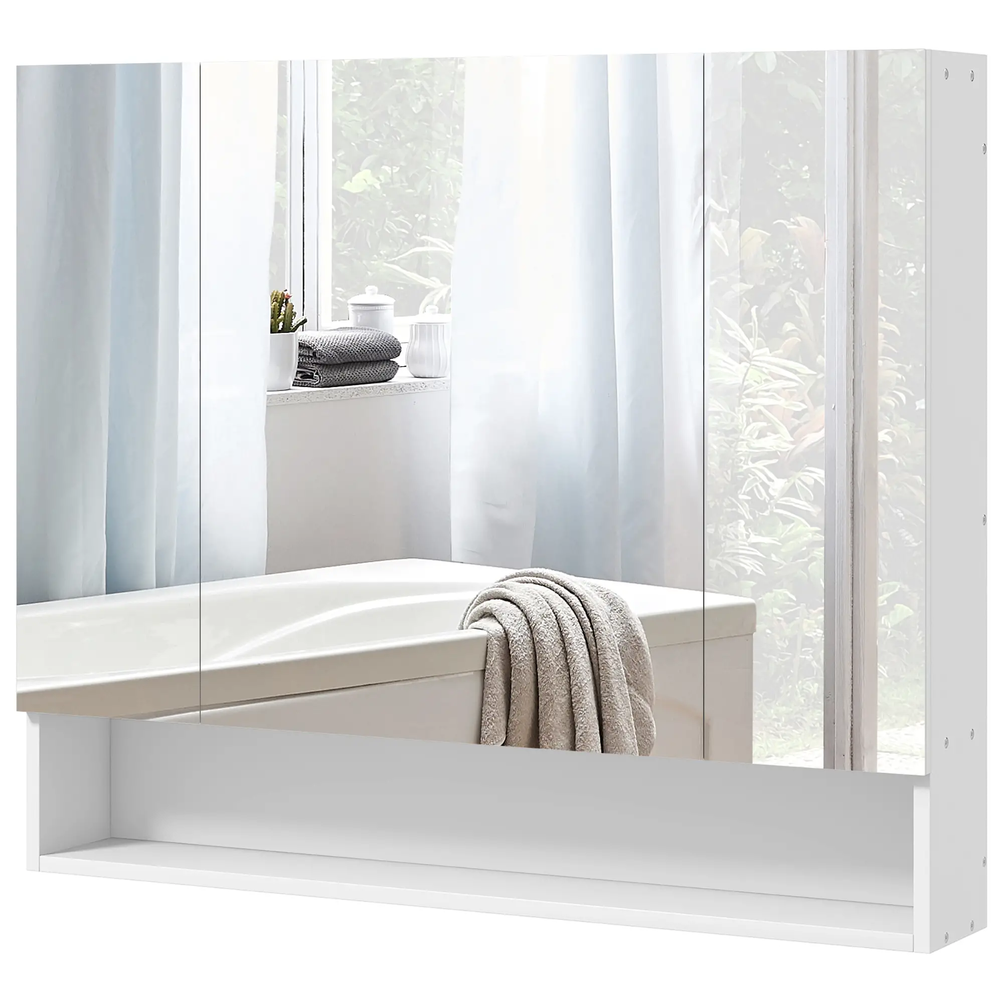 Wall Mounted Medicine Cabinet with Mirror, Adjustable Shelves, White