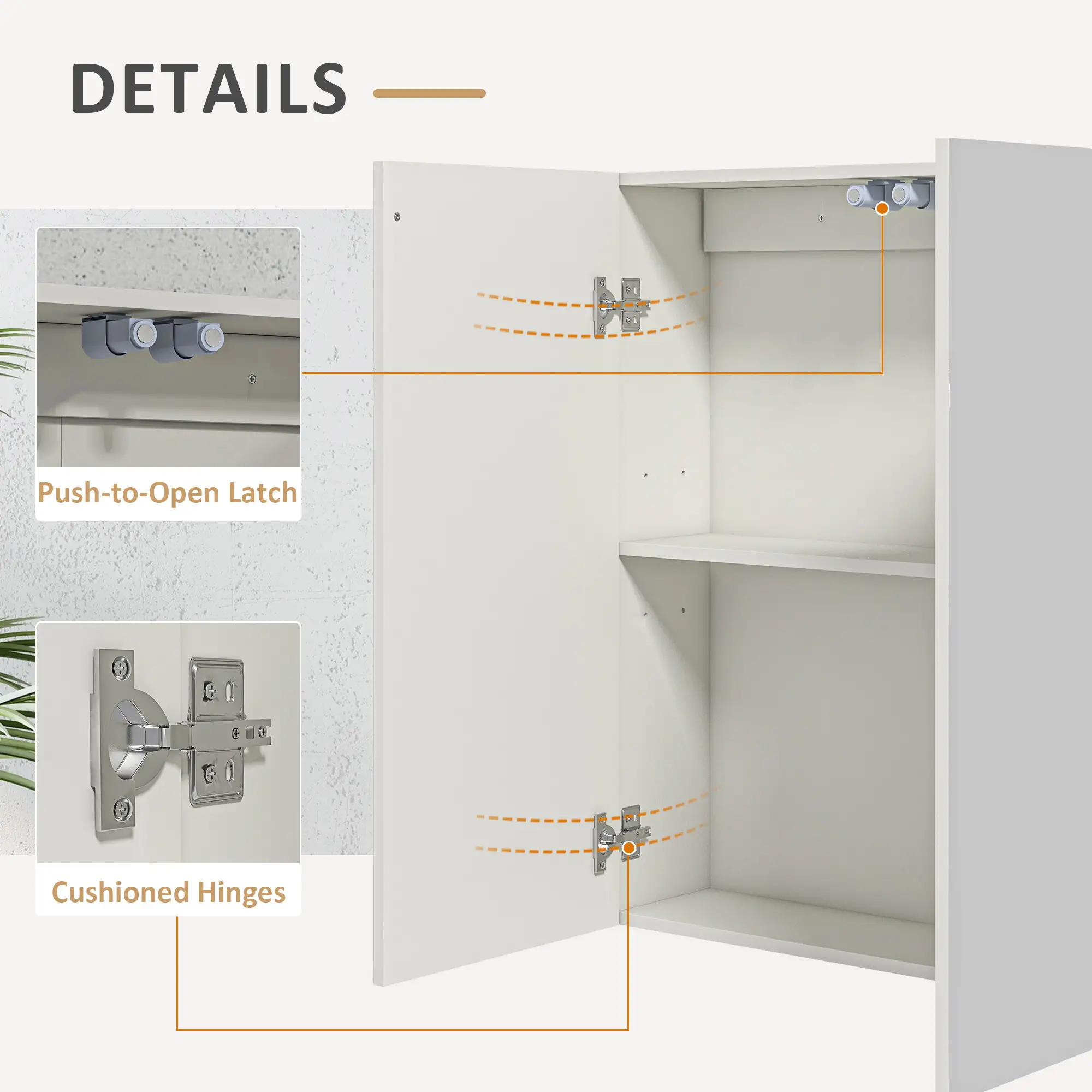 Wall Mounted Mirror Cabinet, Bathroom Medicine, 2 Doors, Adjustable Shelf - Image 7
