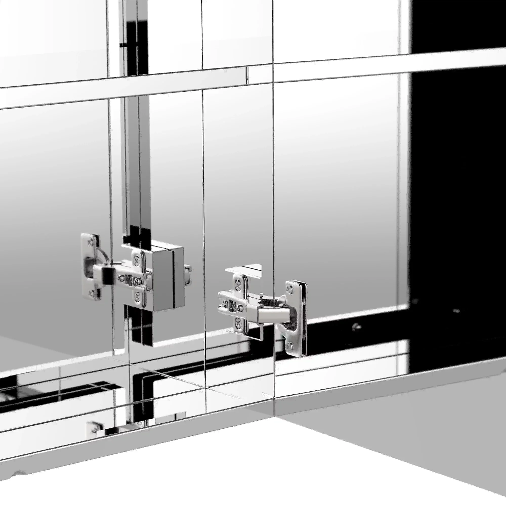 Wall Mounted Mirror Cabinet, Bathroom Medicine Cabinet, 2 Doors, 3-Tier Shelving, Silver - Image 9