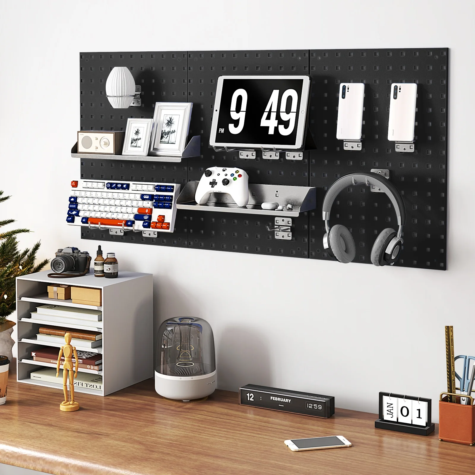 Wall Mounted Pegboard Kit, 3 Pegboards, Garage Workshop, Black - Image 2