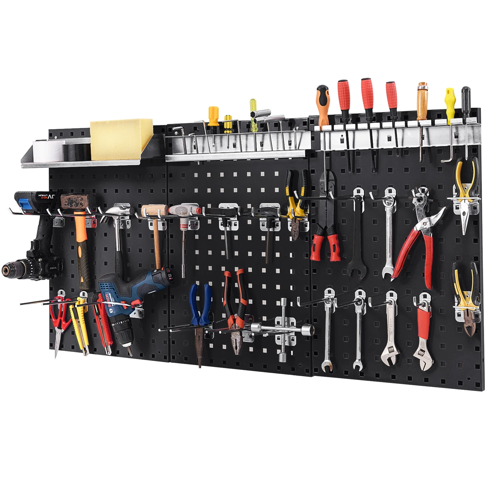Wall Mounted Pegboard Kit, 3 Pegboards, Garage Workshop, Black - Image 5