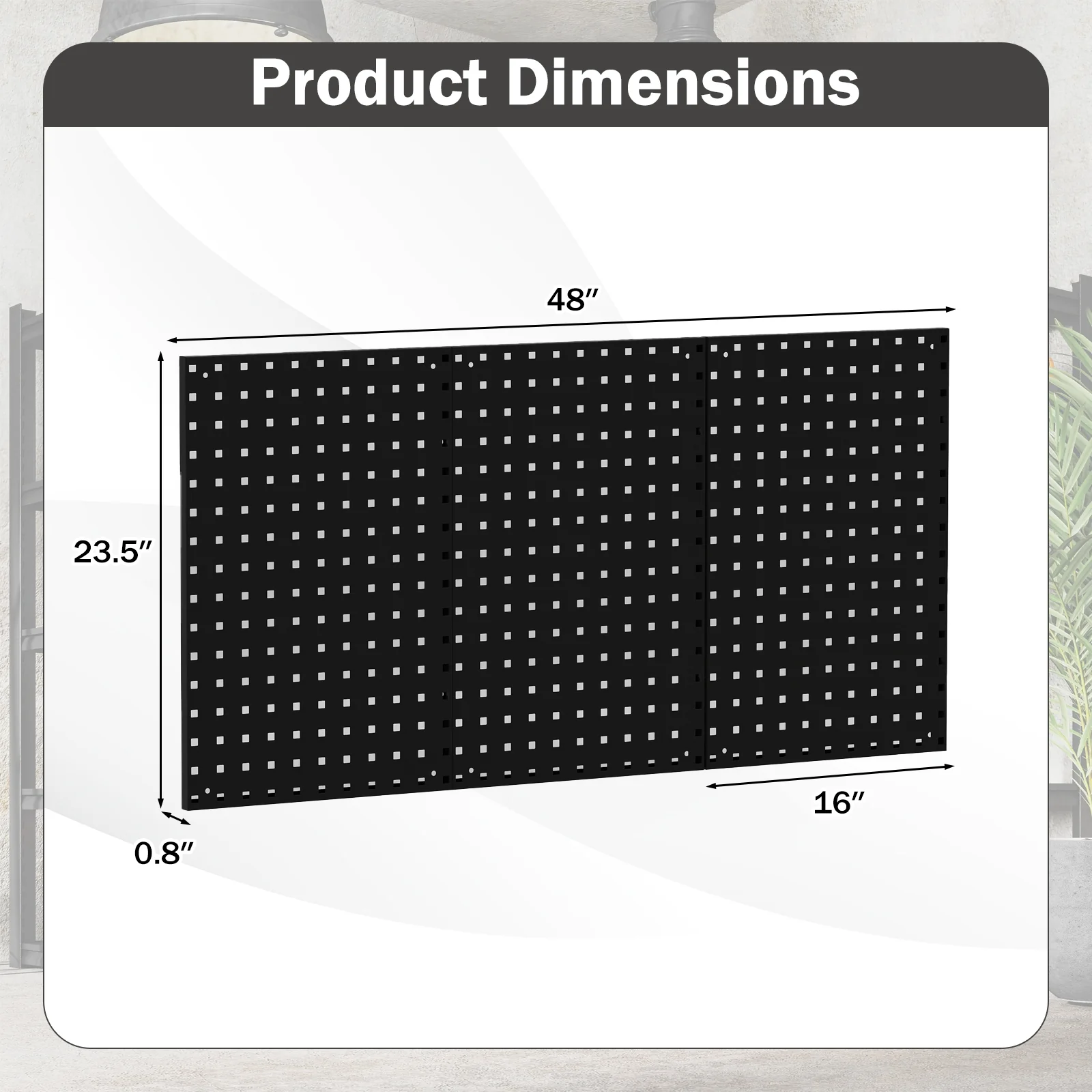 Wall Mounted Pegboard Kit, 3 Pegboards, Garage Workshop, Black - Image 6