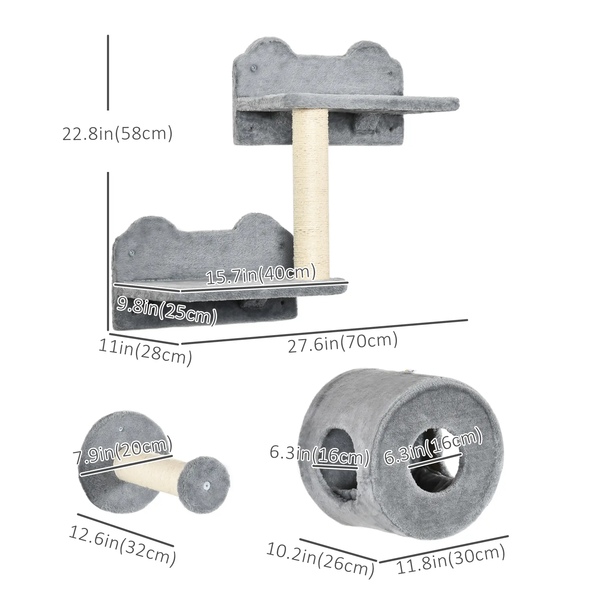 Wall-Mounted Pet Climbing Shelf Set, Grey - Image 3