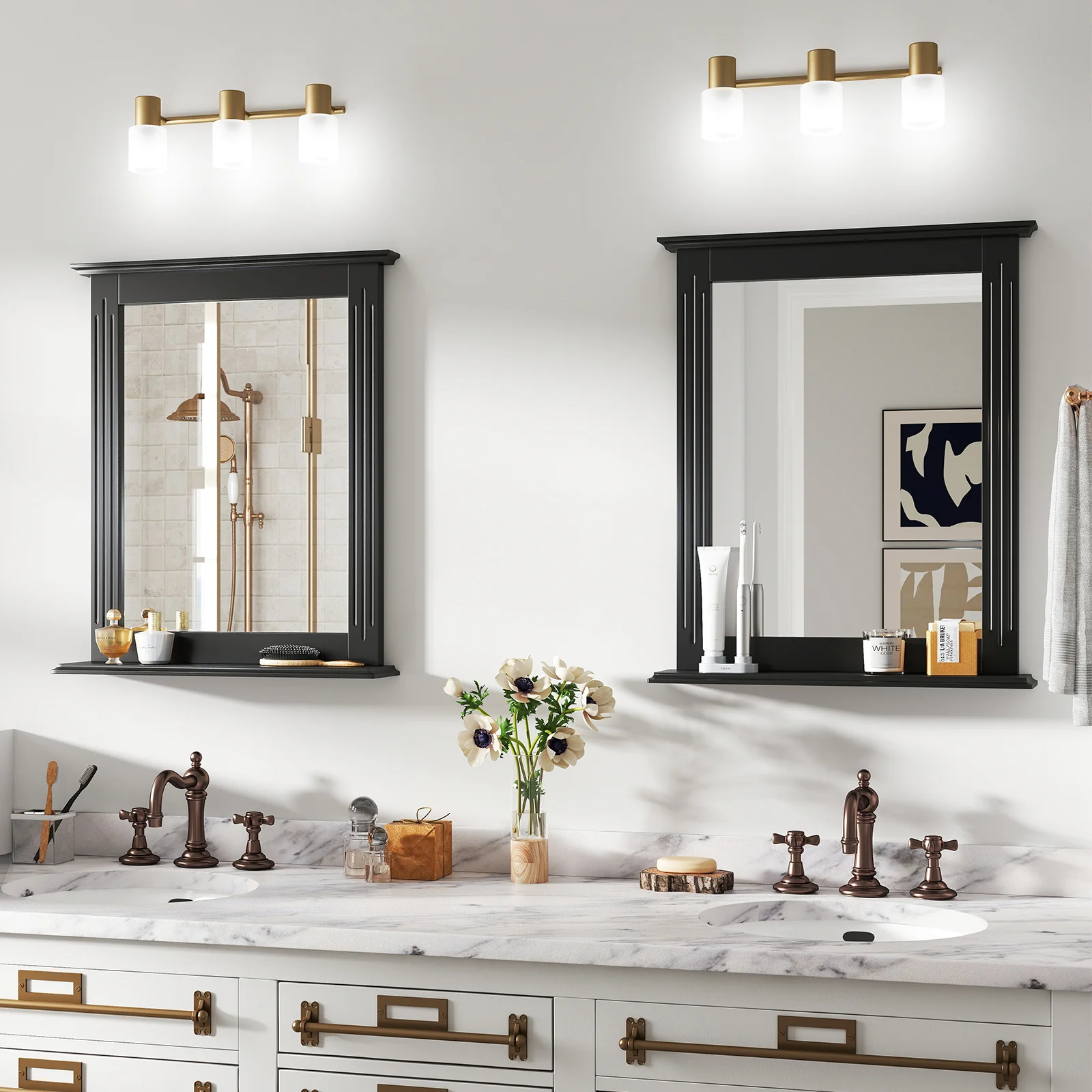 Wall Mounted Vanity Mirror With Shelf, Black - Image 6