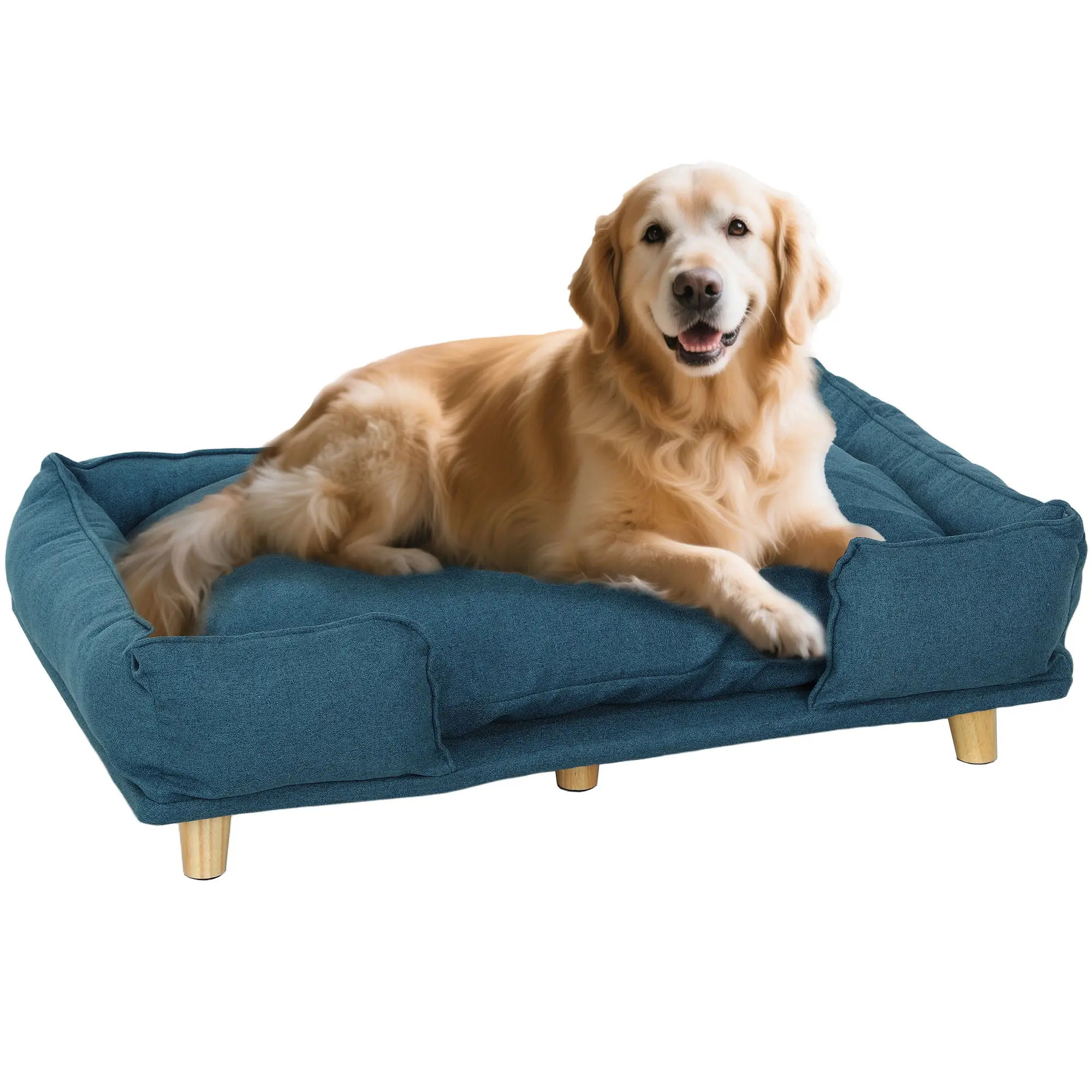 Washable Dog Sofa For Large Dogs, Elevated Pet Couch, Dark Blue - Image 11