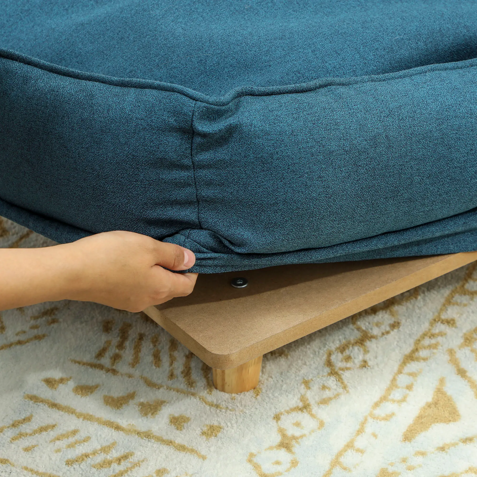 Washable Dog Sofa For Large Dogs, Elevated Pet Couch, Dark Blue - Image 9