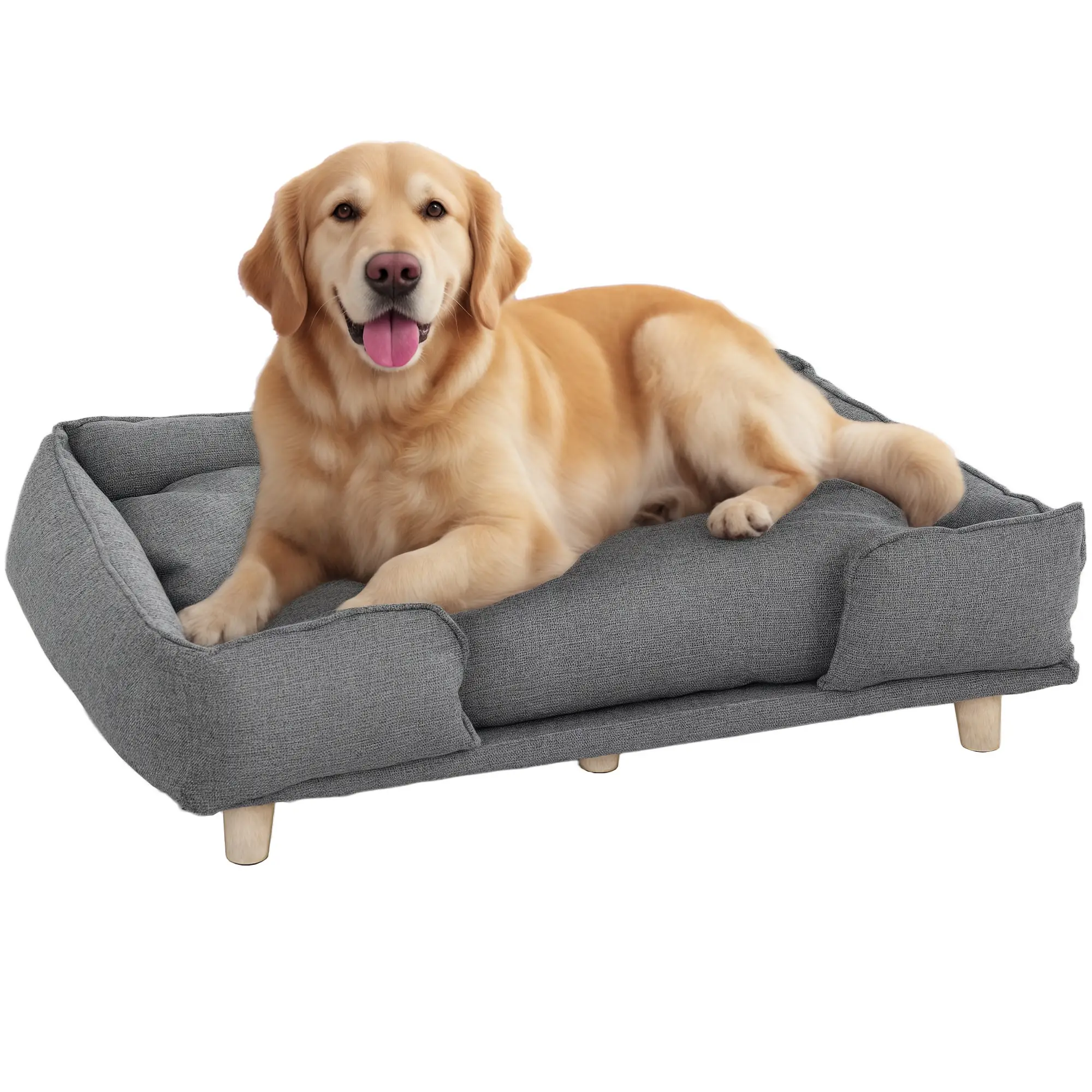 Washable Dog Sofa for Large Dogs, Elevated Pet Couch, Dark Grey - Image 11