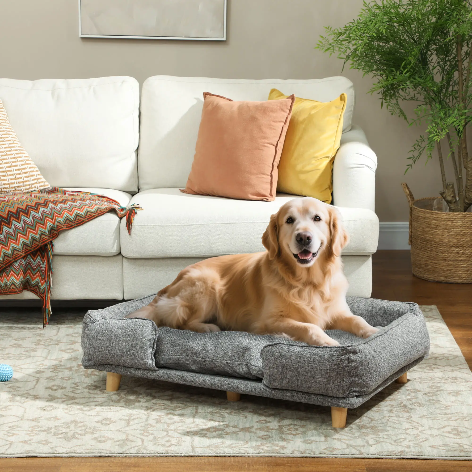 Washable Dog Sofa for Large Dogs, Elevated Pet Couch, Dark Grey - Image 8
