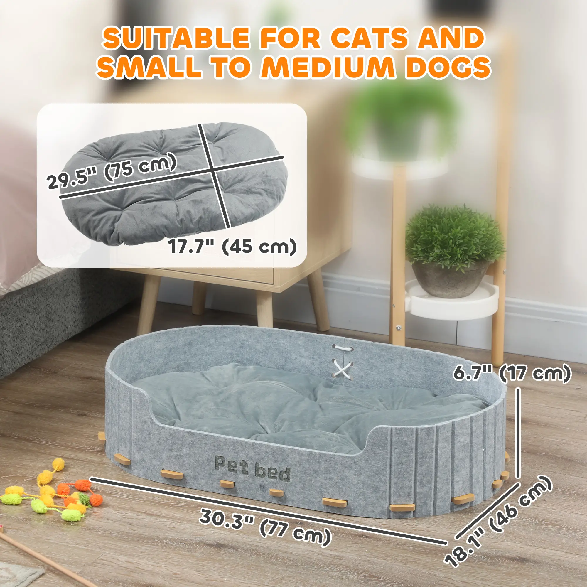 Washable Removable Cushion, Scratch-Resistant Cat Couch Sofa, Grey - Image 3