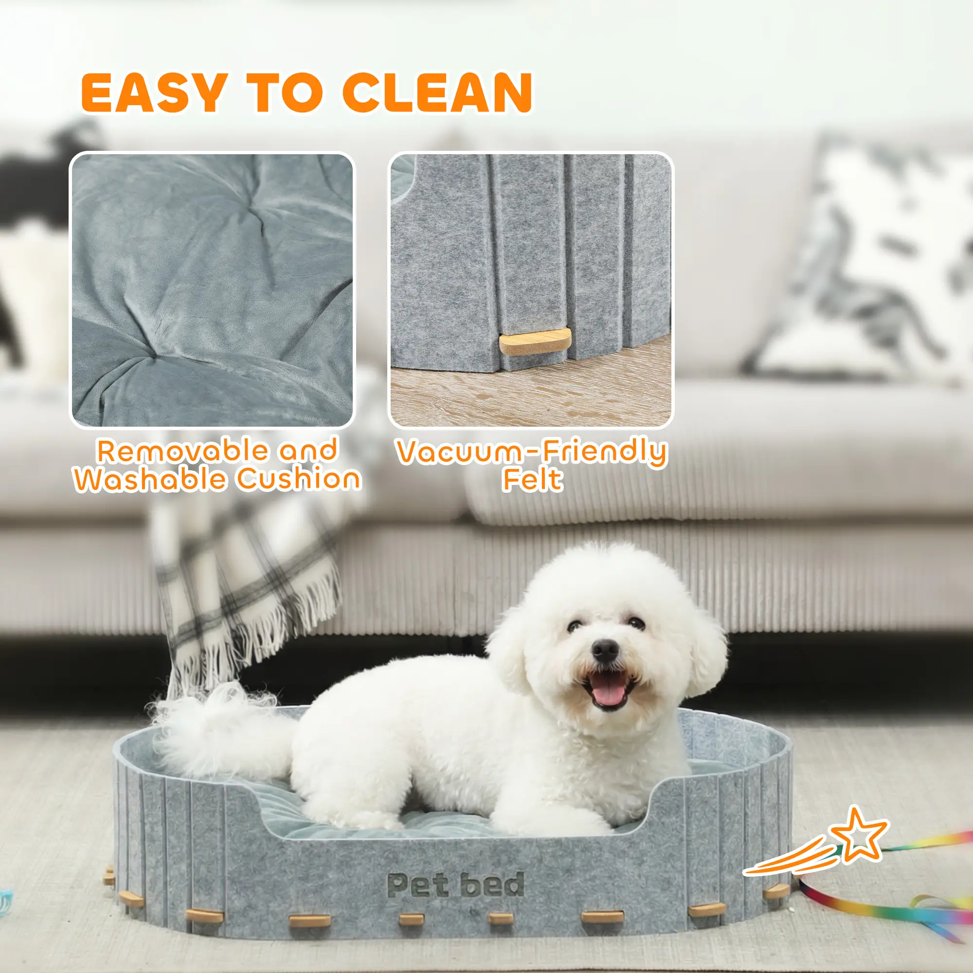 Washable Removable Cushion, Scratch-Resistant Cat Couch Sofa, Grey - Image 6