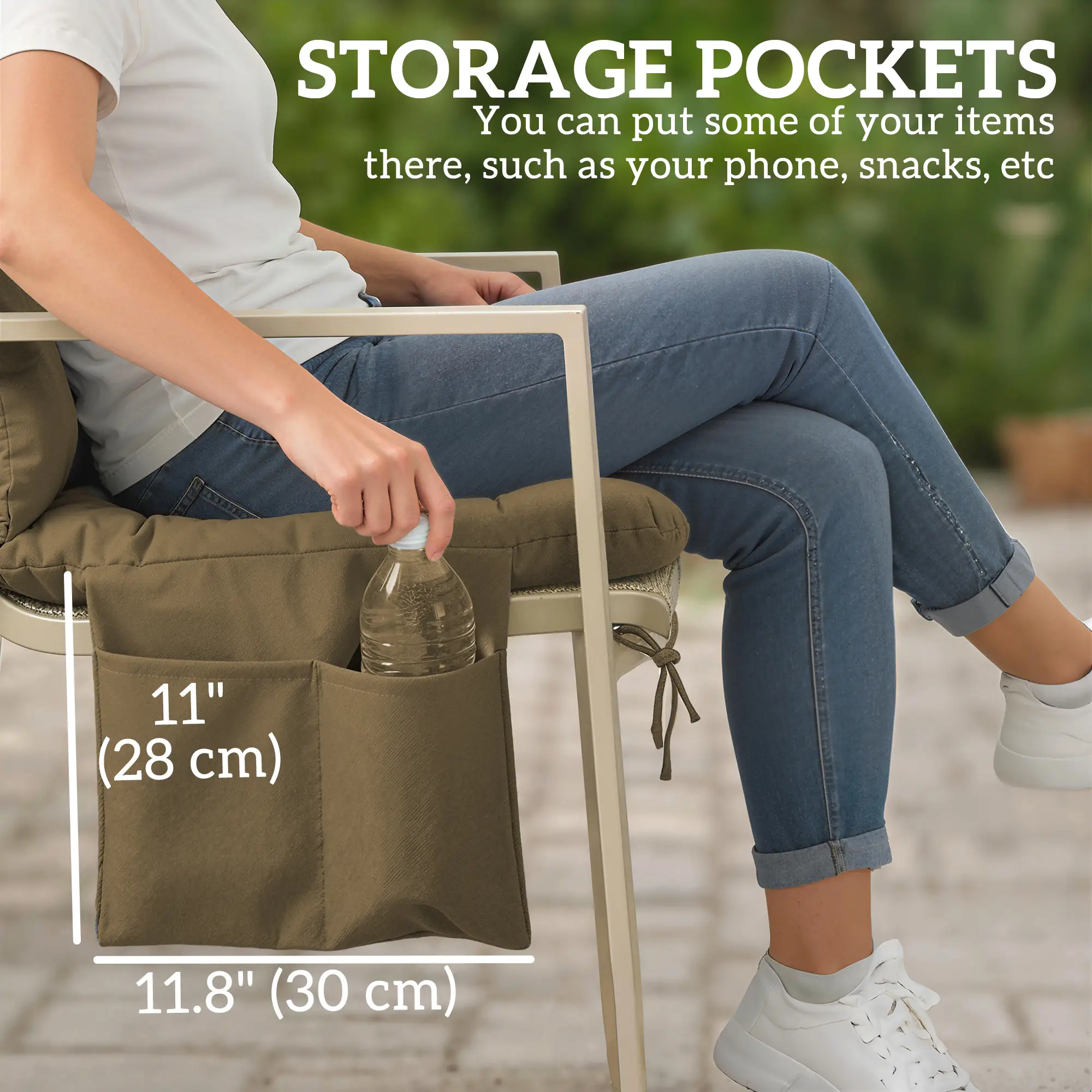 Water-Repellent Bench Cushion, 59.1" x 39.4", Khaki - Image 6