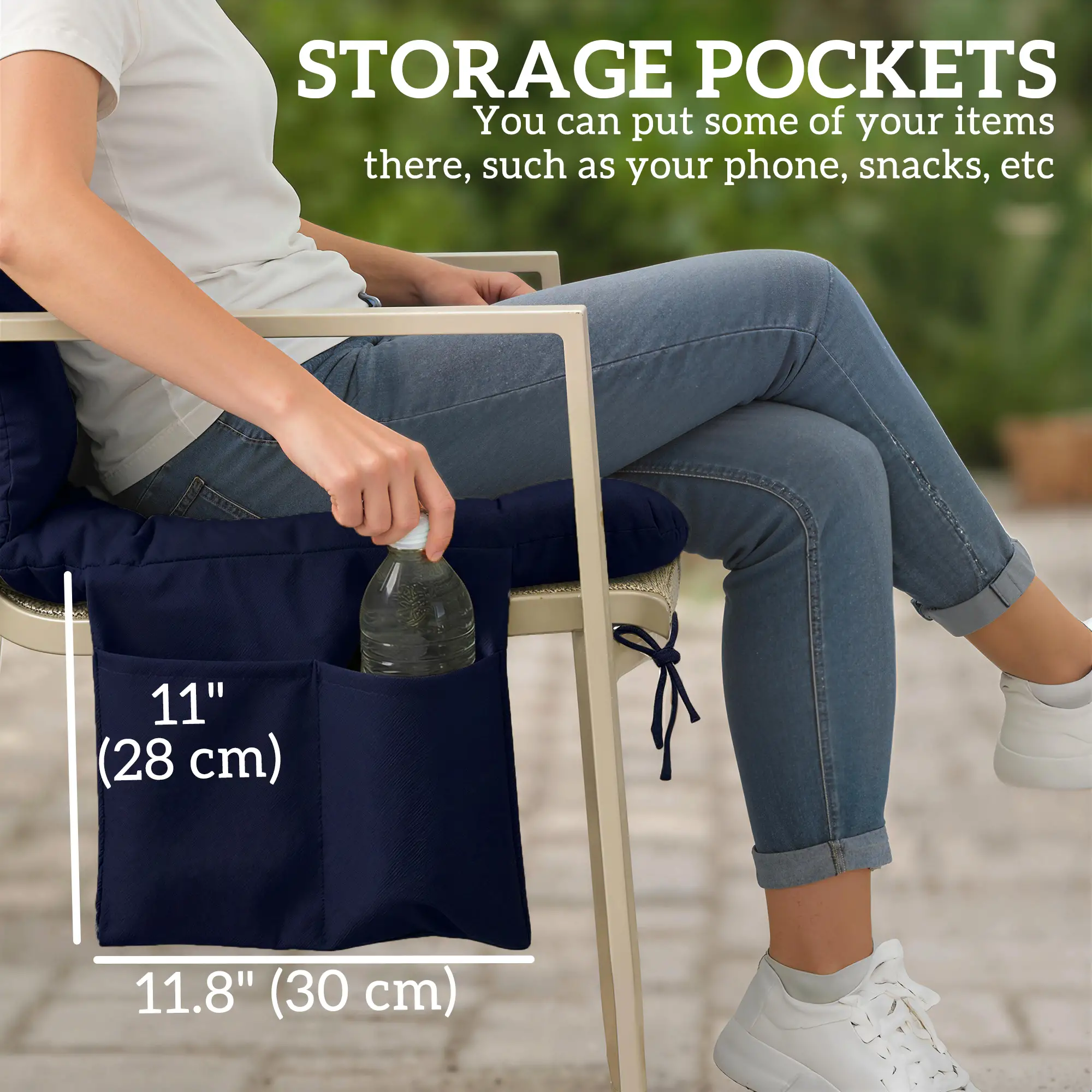 Water-Repellent Bench Cushion, 59.1" x 39.4", Navy Blue - Image 6