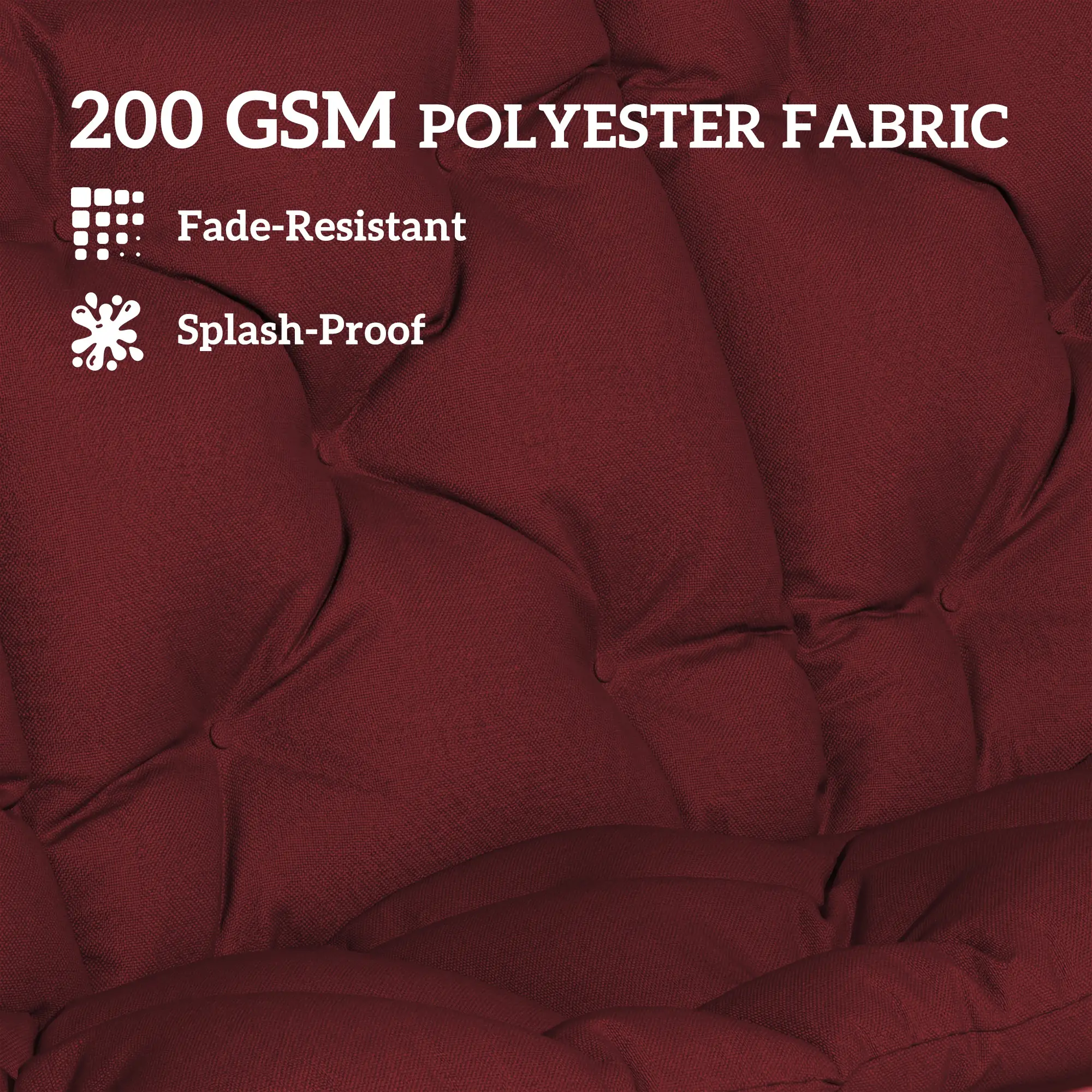 Water-Repellent Bench Cushion, 59.1" x 39.4", Wine Red - Image 4