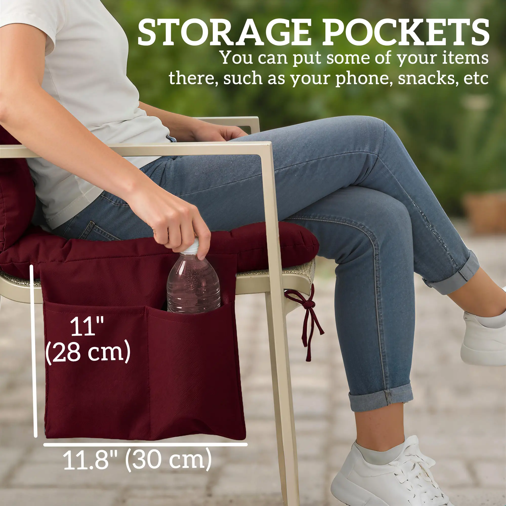 Water-Repellent Bench Cushion, 59.1" x 39.4", Wine Red - Image 6