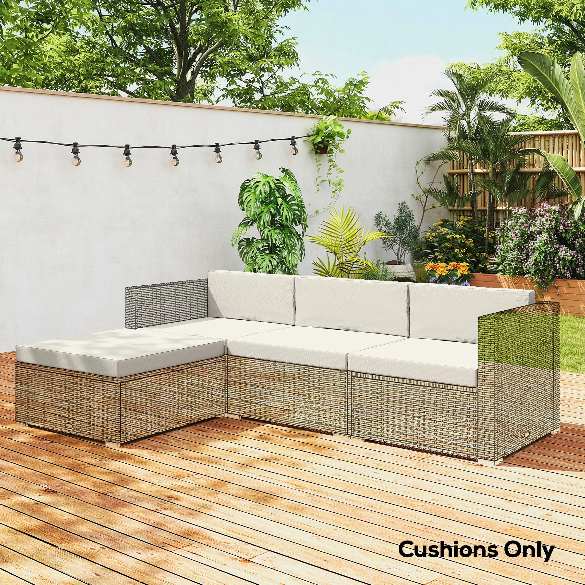 Water-Repellent Patio Loveseat Cushion, 23.6" x23.6", Cream - Image 10