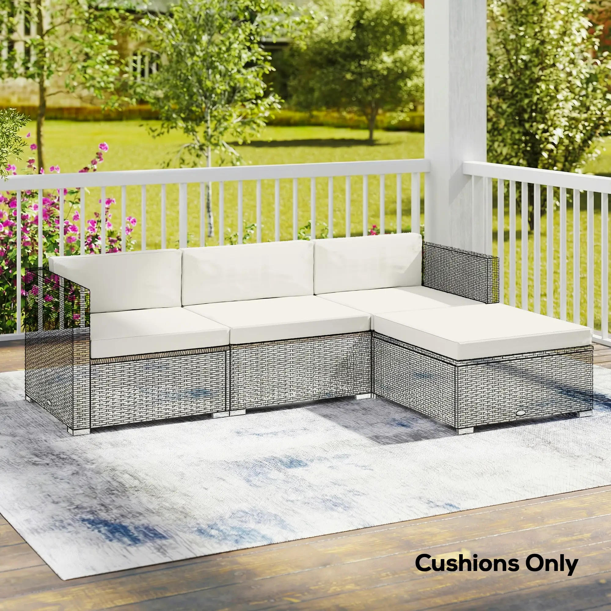Water-Repellent Patio Loveseat Cushion, 23.6" x23.6", Cream - Image 9