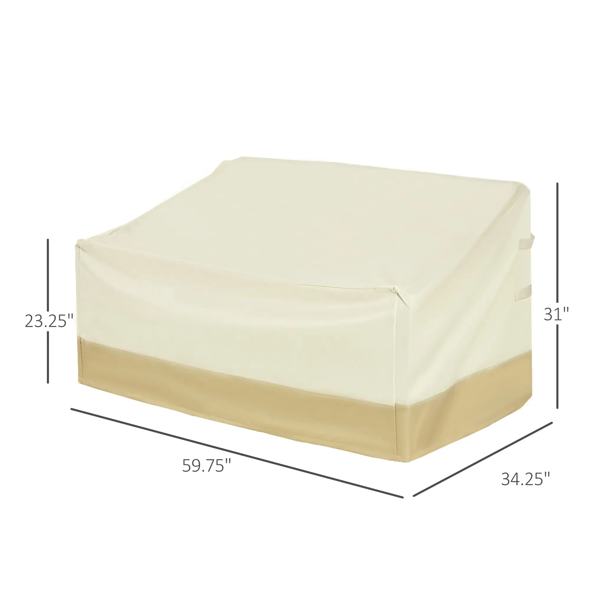 Waterproof 3-Seater Garden Bench Cover, 600D Oxford Fabric, 59.8" x 34.3" x 31.1" - Image 3