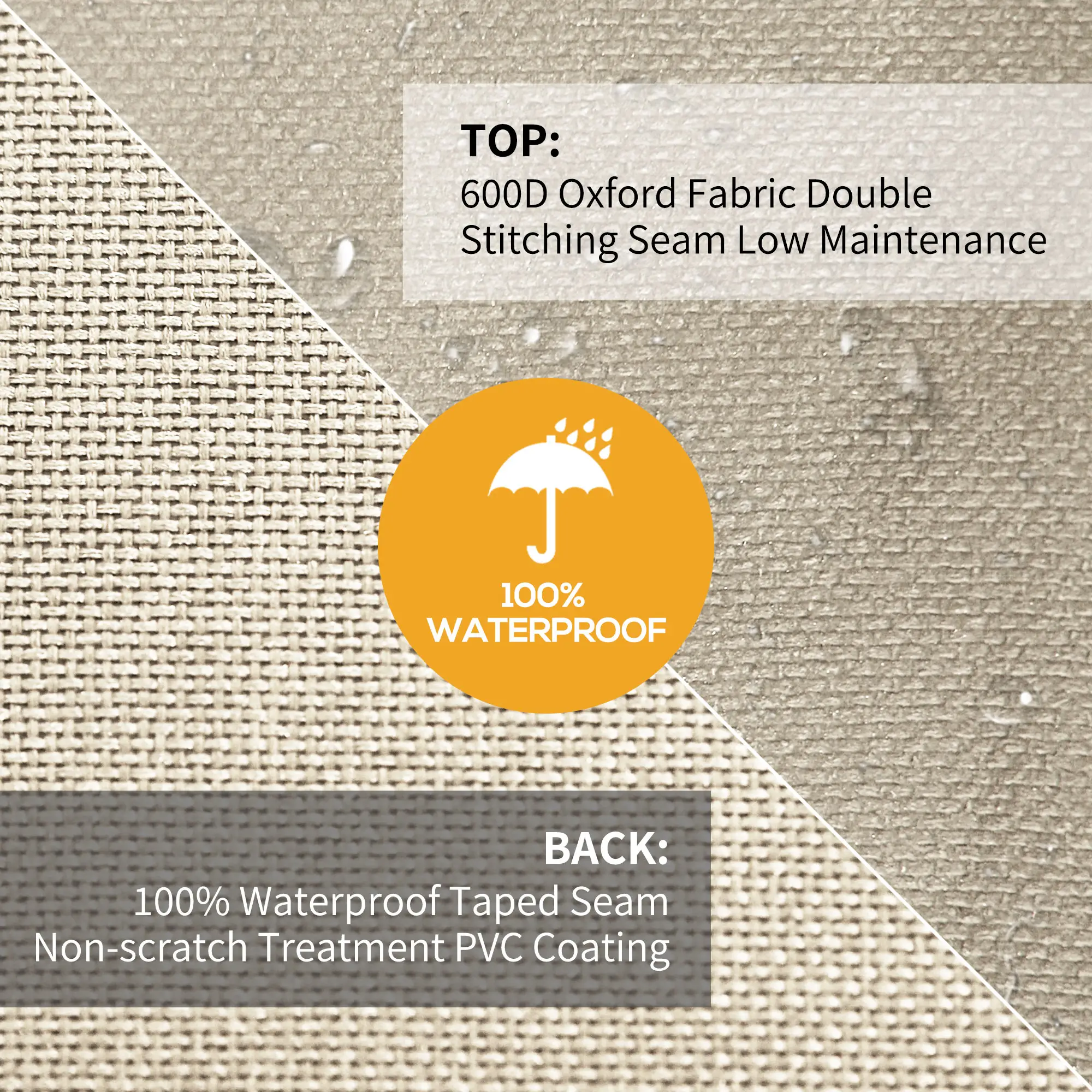 Waterproof 3-Seater Garden Bench Cover, 600D Oxford Fabric, 59.8" x 34.3" x 31.1" - Image 4