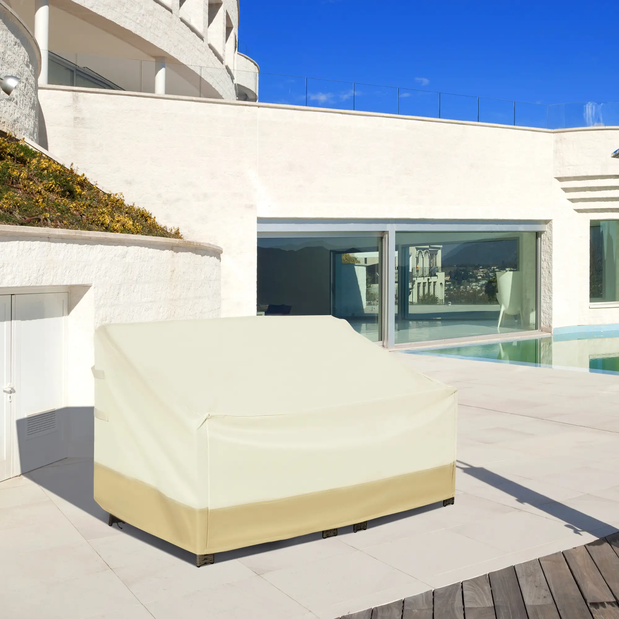 Waterproof 3-Seater Garden Bench Cover, 600D Oxford Fabric, 59.8" x 34.3" x 31.1" - Image 8