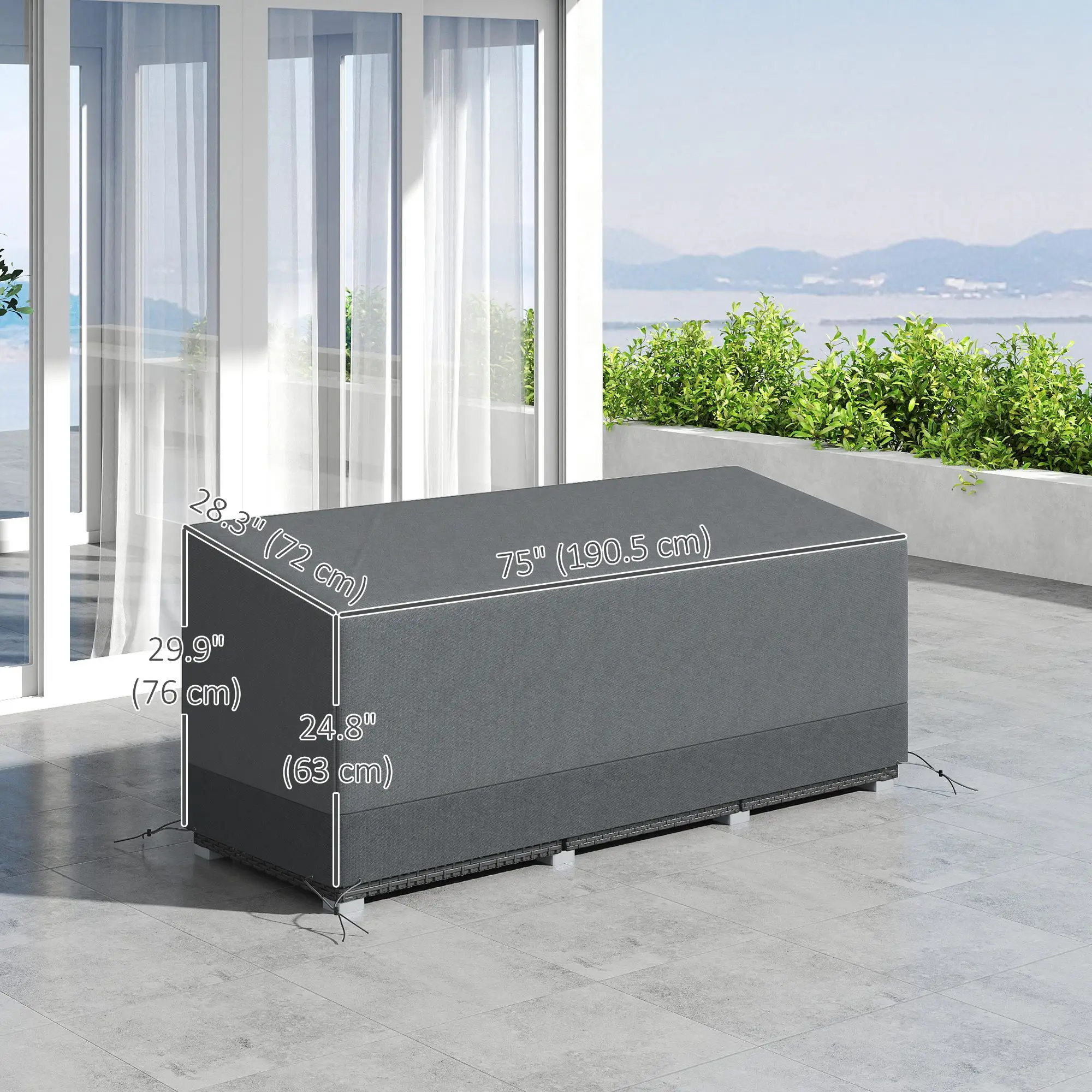 Waterproof 3 Seater Sofa Cover, 75" x 28.3" x 29.9", Grey - Image 3