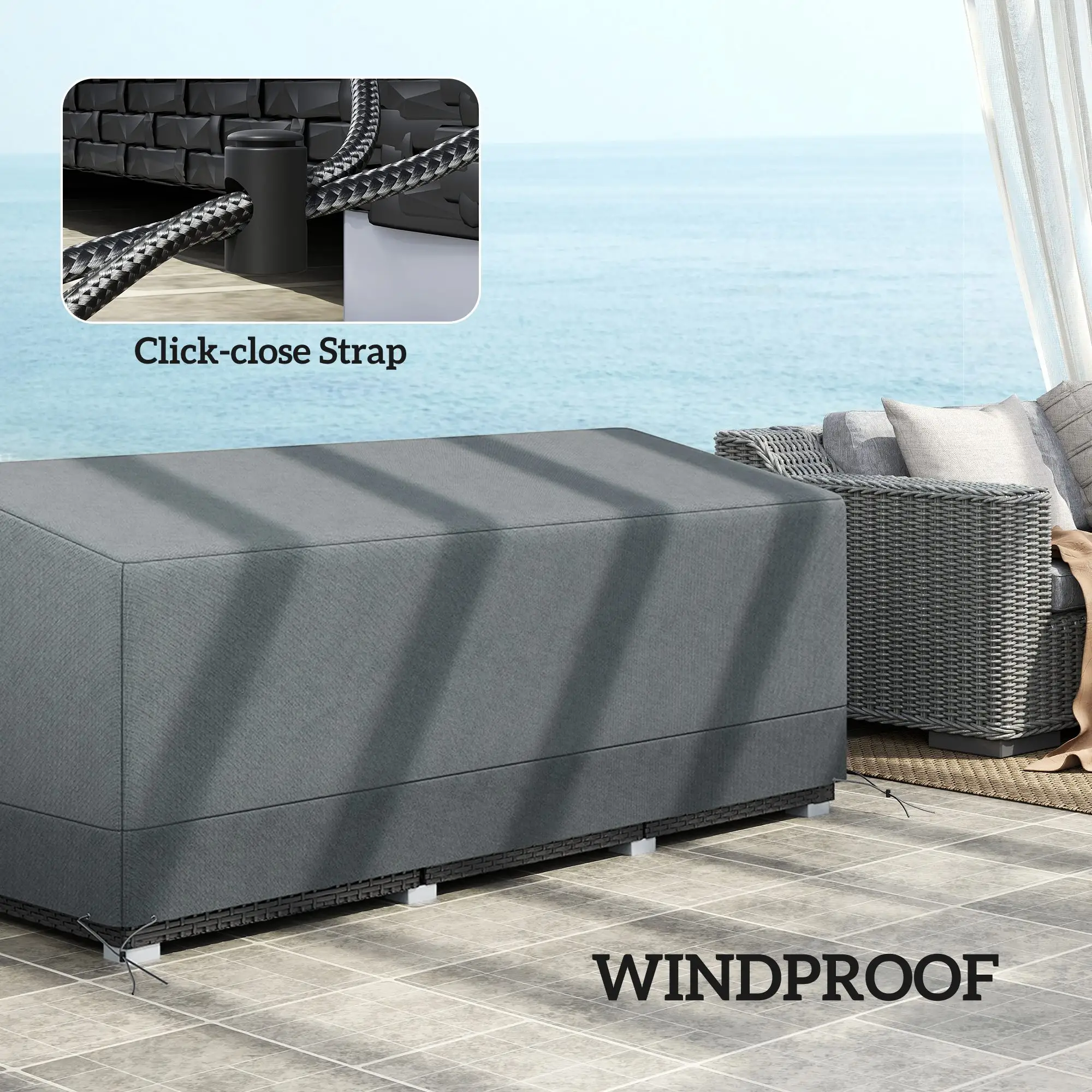 Waterproof 3 Seater Sofa Cover, 75" x 28.3" x 29.9", Grey - Image 5