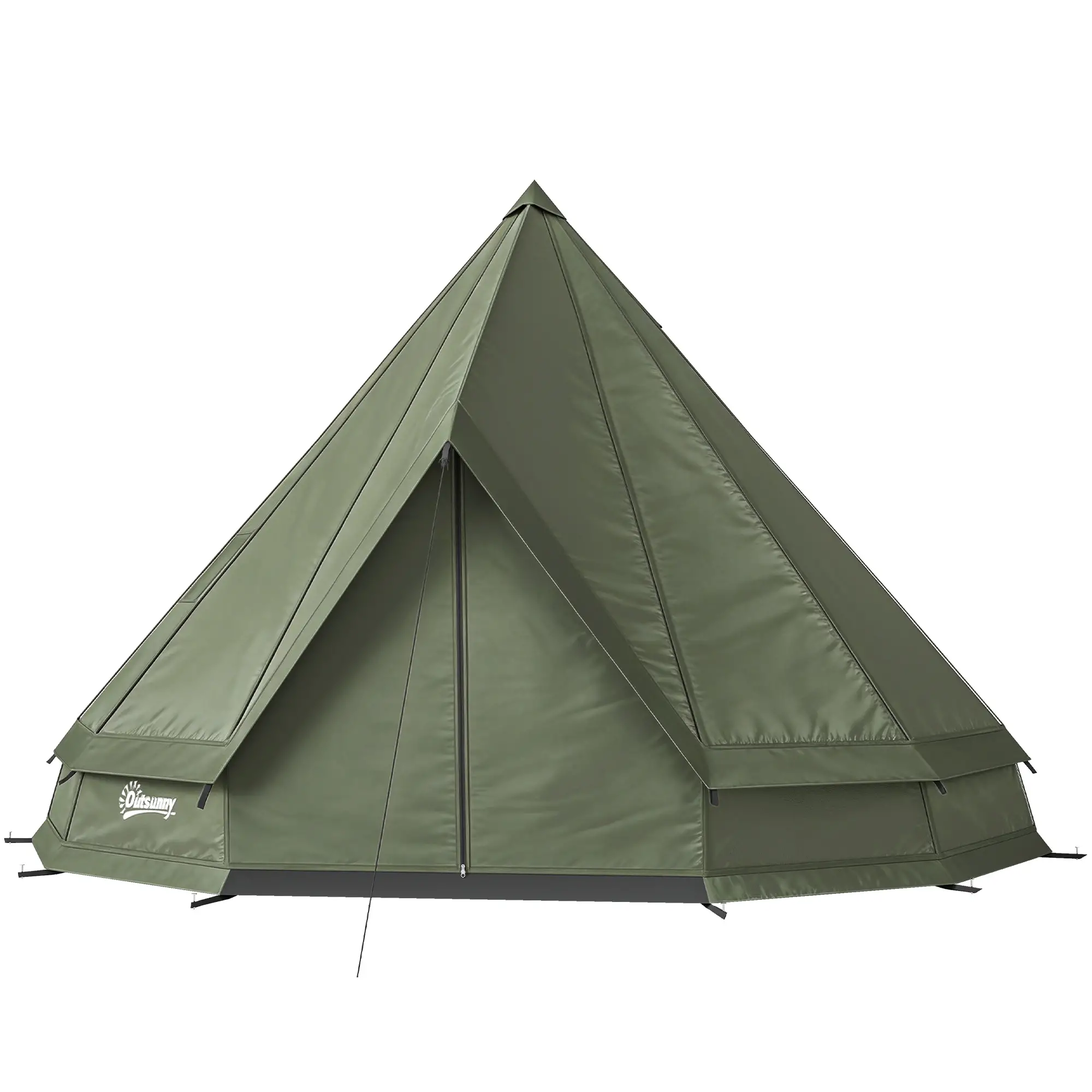 Waterproof Camping Tent, Stove Jack, 4-6 Person, Army Green