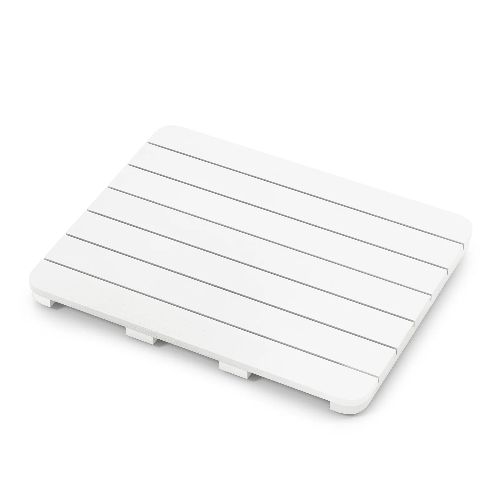 Waterproof HIPS Bath Spa Shower Mat, Non Slip Foot Pads, White