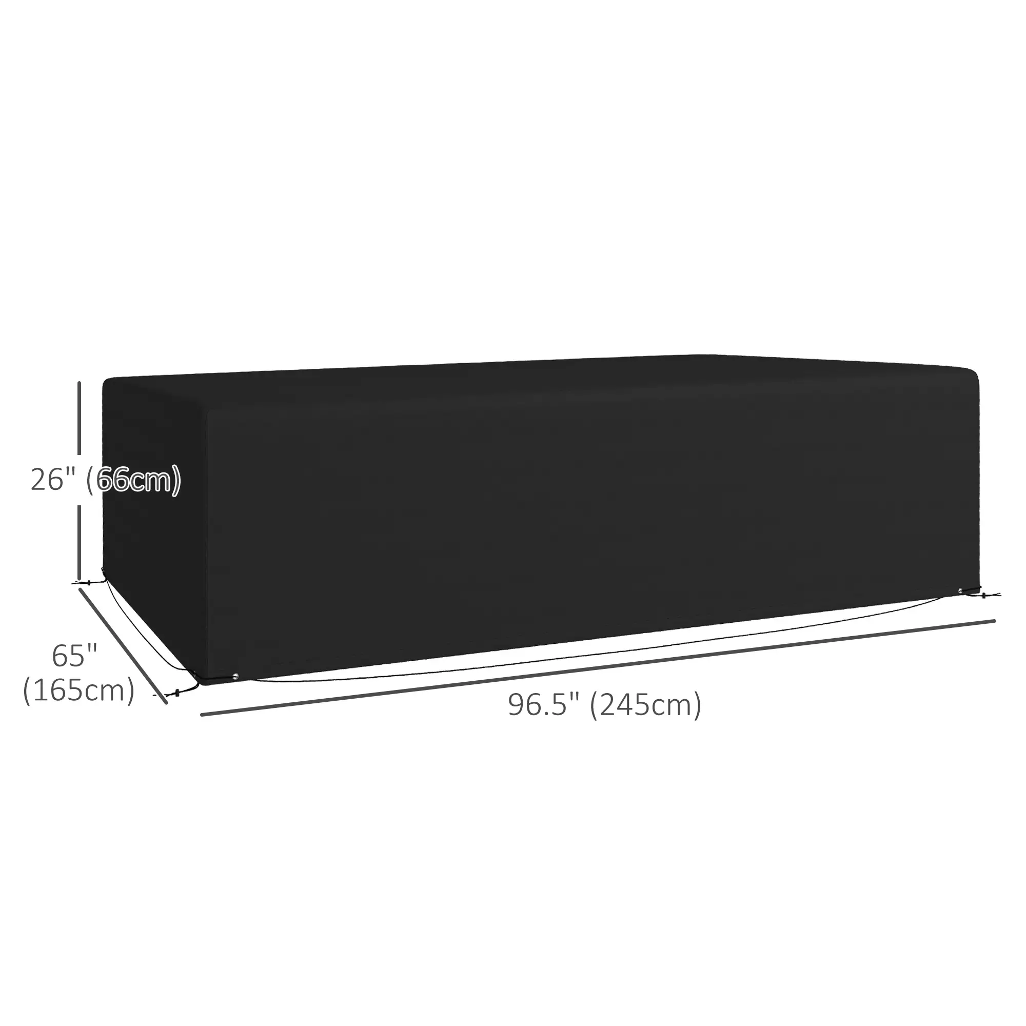 Waterproof Outdoor Sectional Sofa Cover, 97" x 65" x 26", Black - Image 3