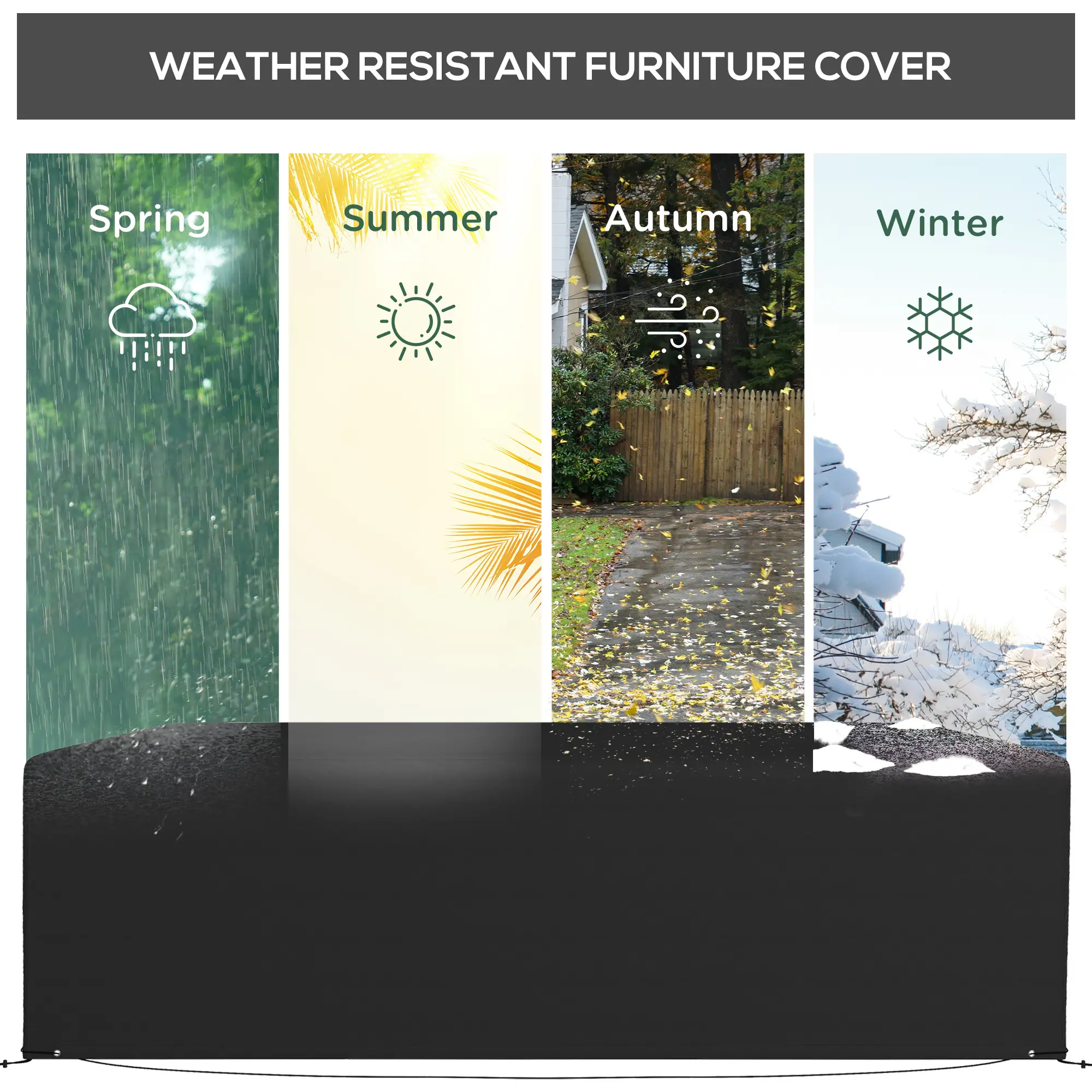 Waterproof Outdoor Sectional Sofa Cover, 97" x 65" x 26", Black - Image 6