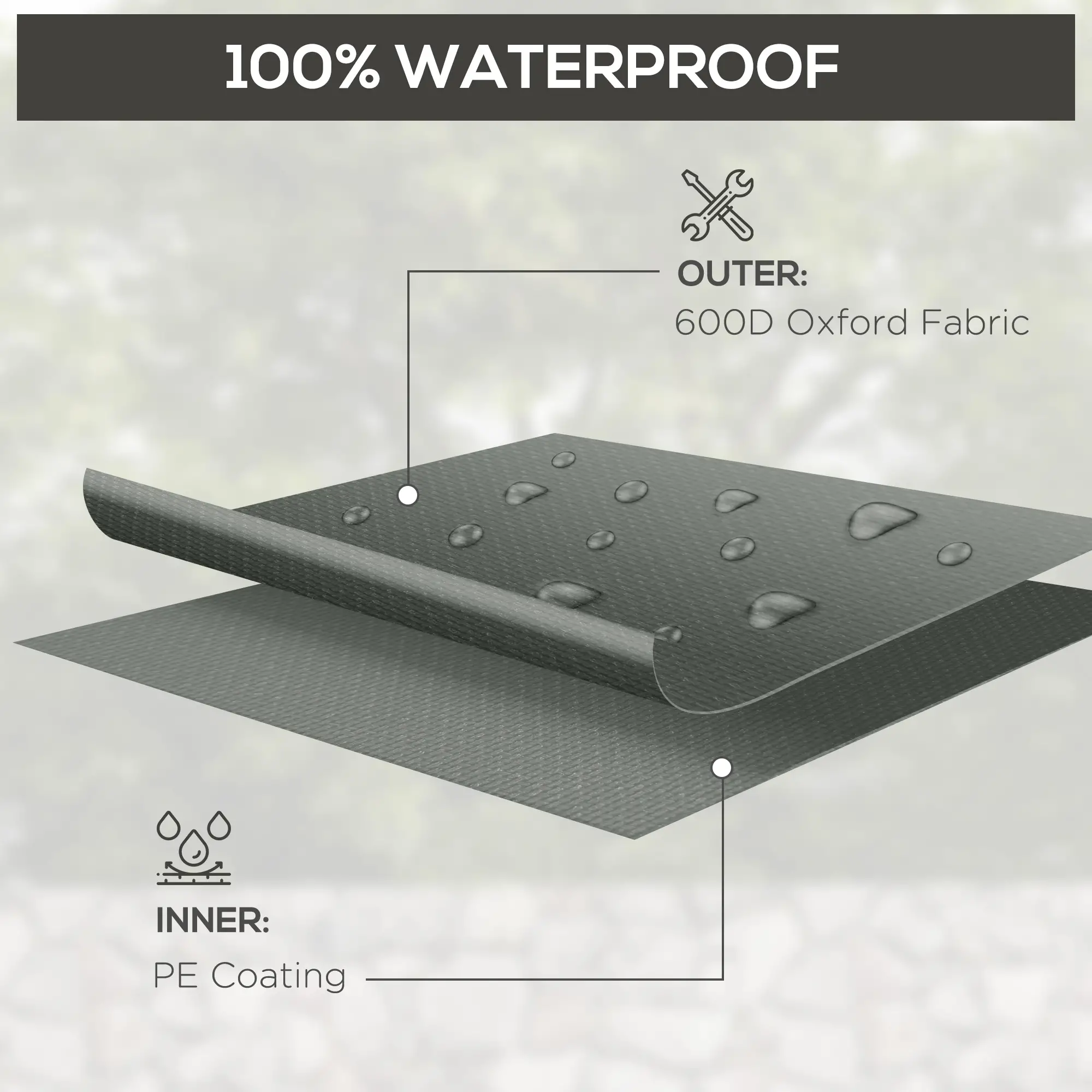 Waterproof Outdoor Sectional Sofa Cover, 97" x 65" x 26", Dark Grey - Image 4