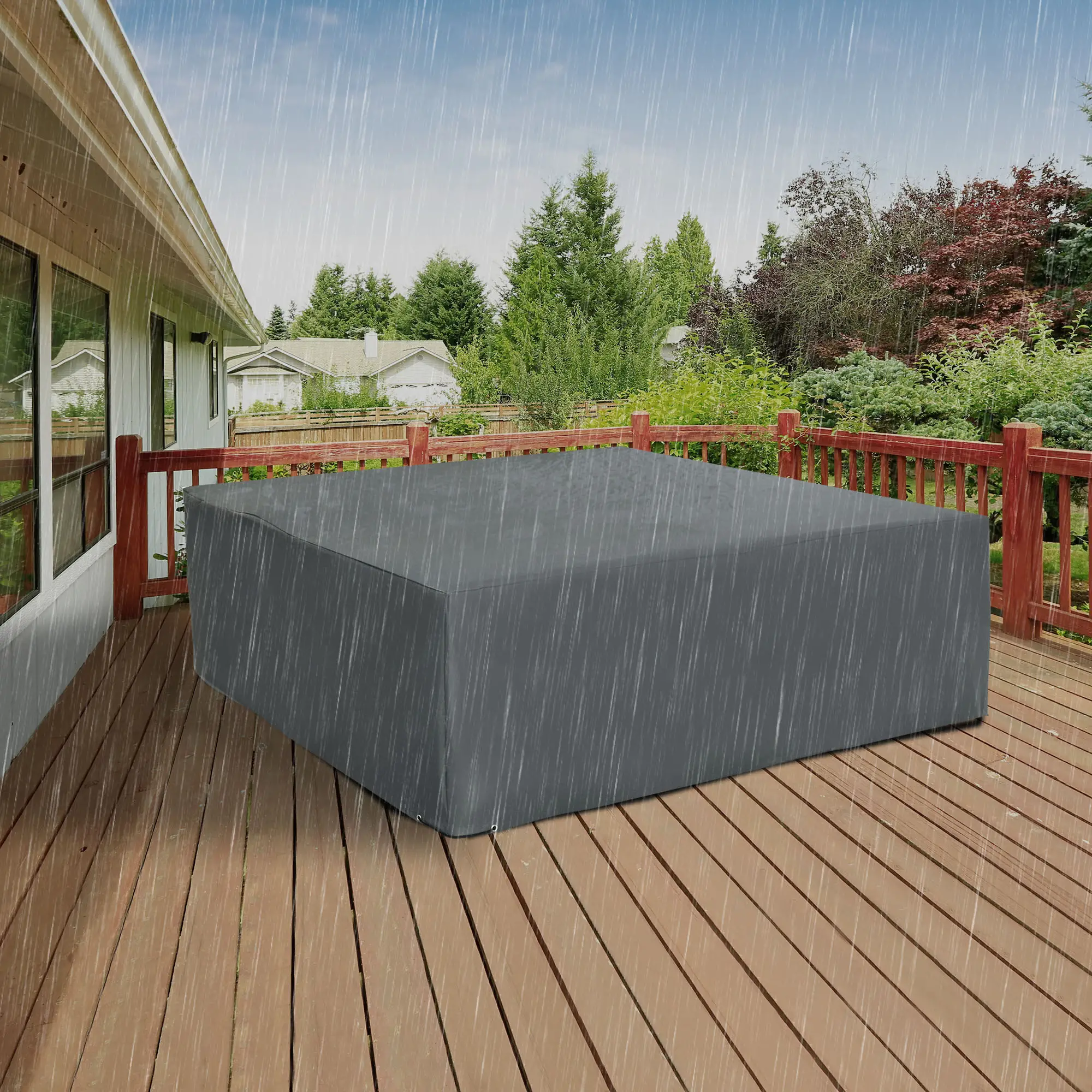 Waterproof Patio Furniture Cover, 80.7" x 75.6" x 24", Grey - Image 2