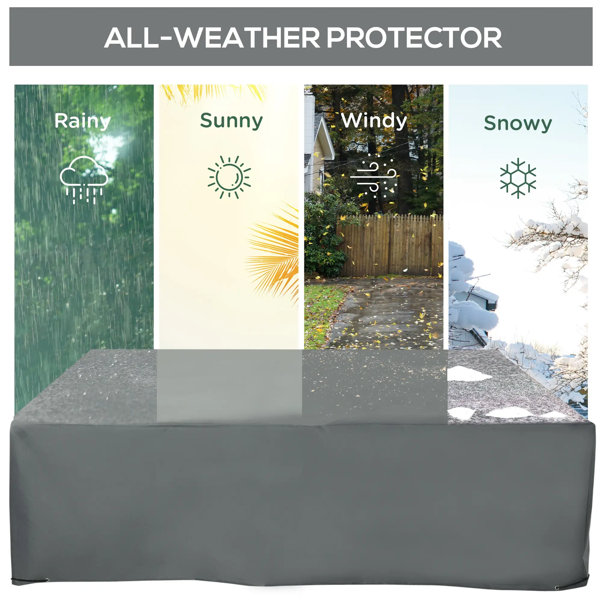 Waterproof Patio Furniture Cover, 80.7" x 75.6" x 24", Grey - Image 4