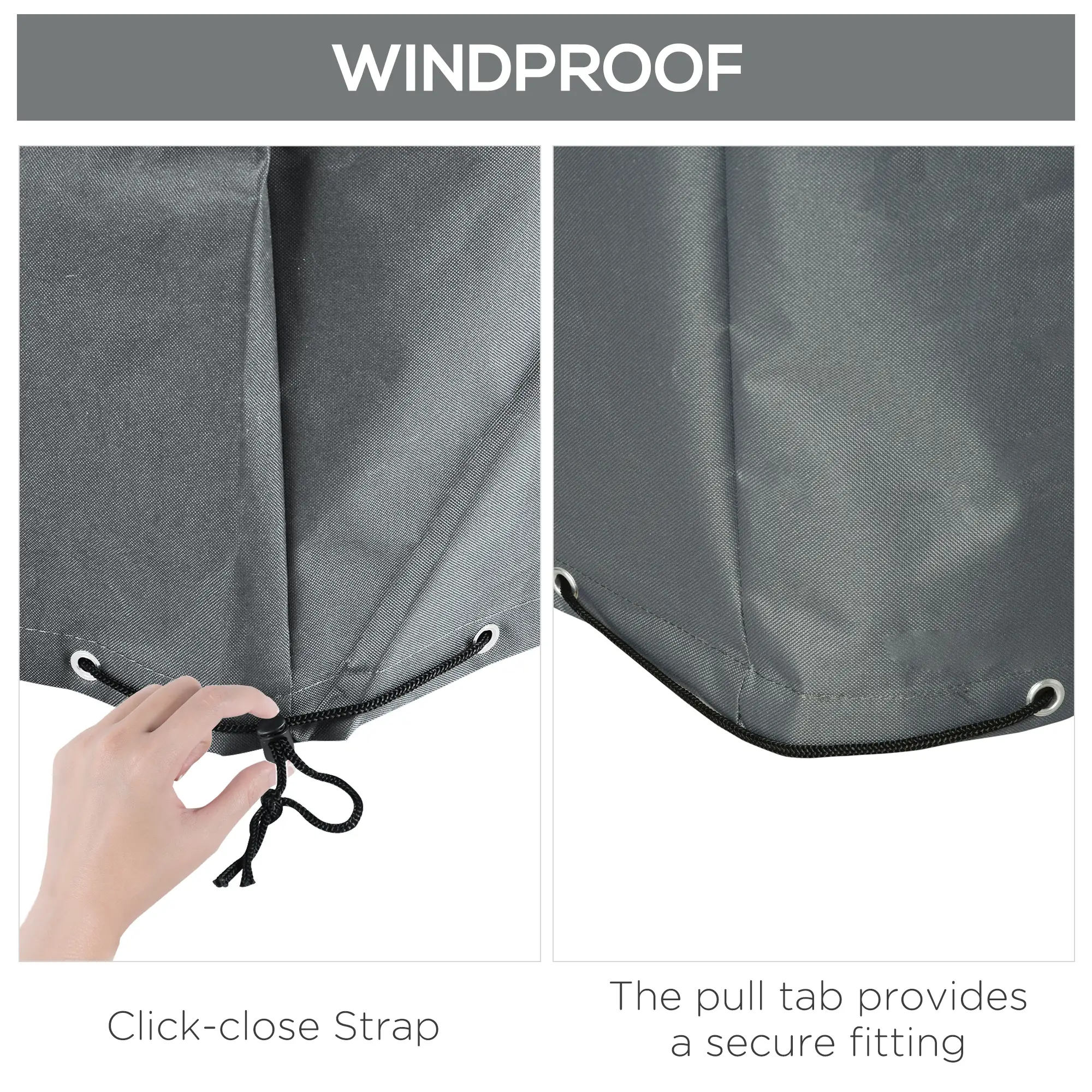 Waterproof Patio Furniture Cover, 80.7" x 75.6" x 24", Grey - Image 6