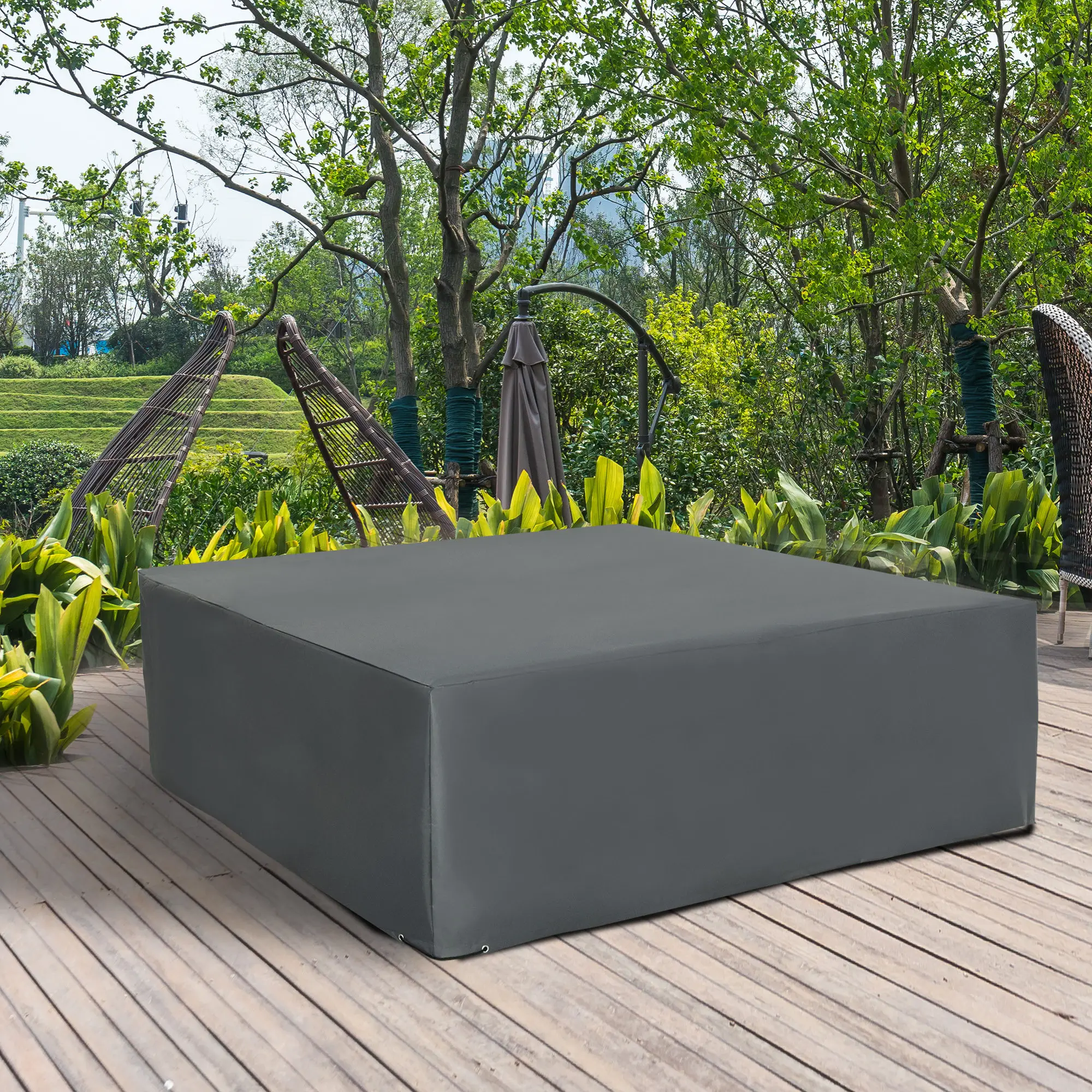 Waterproof Patio Furniture Cover, 80.7" x 75.6" x 24", Grey - Image 7