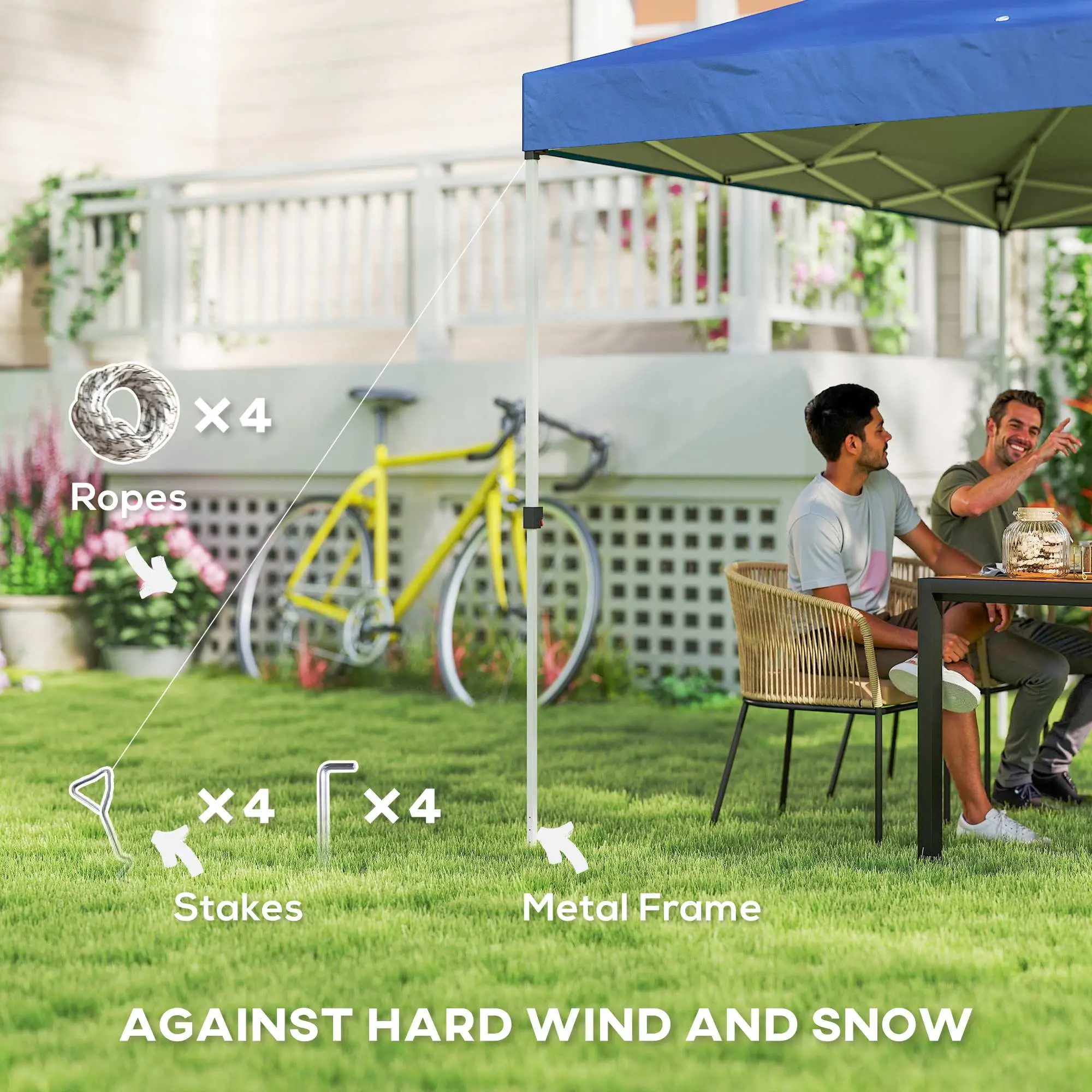 Waterproof Pop Up Canopy Tent, 9.8' x 9.8', With Carrying Bag, Blue - Image 5