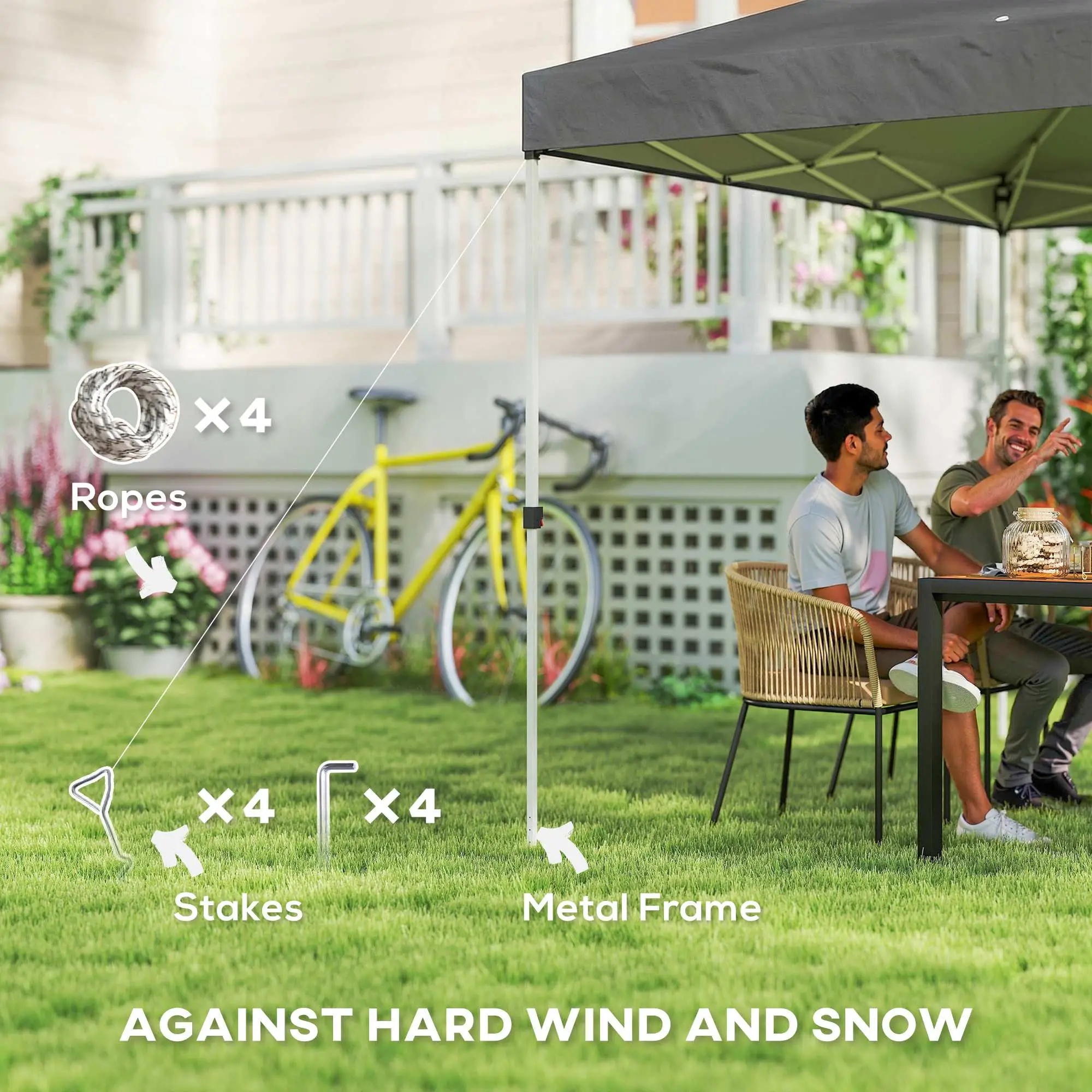 Waterproof Pop Up Canopy Tent, 9.8' x 9.8', Dark Grey - Image 4