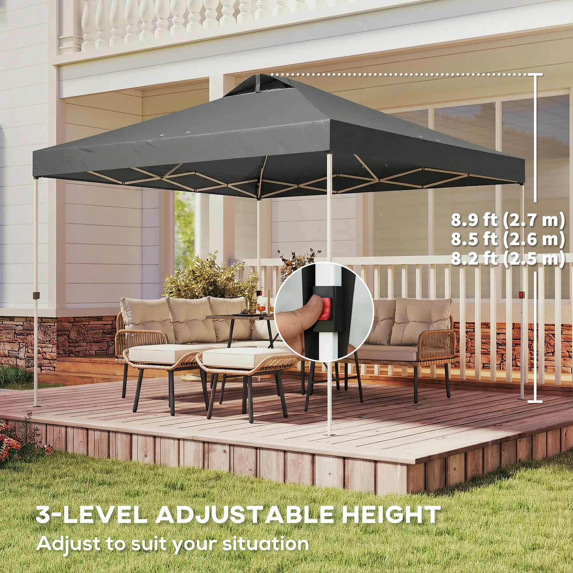 Waterproof Pop Up Canopy Tent, 9.8' x 9.8', Dark Grey - Image 6