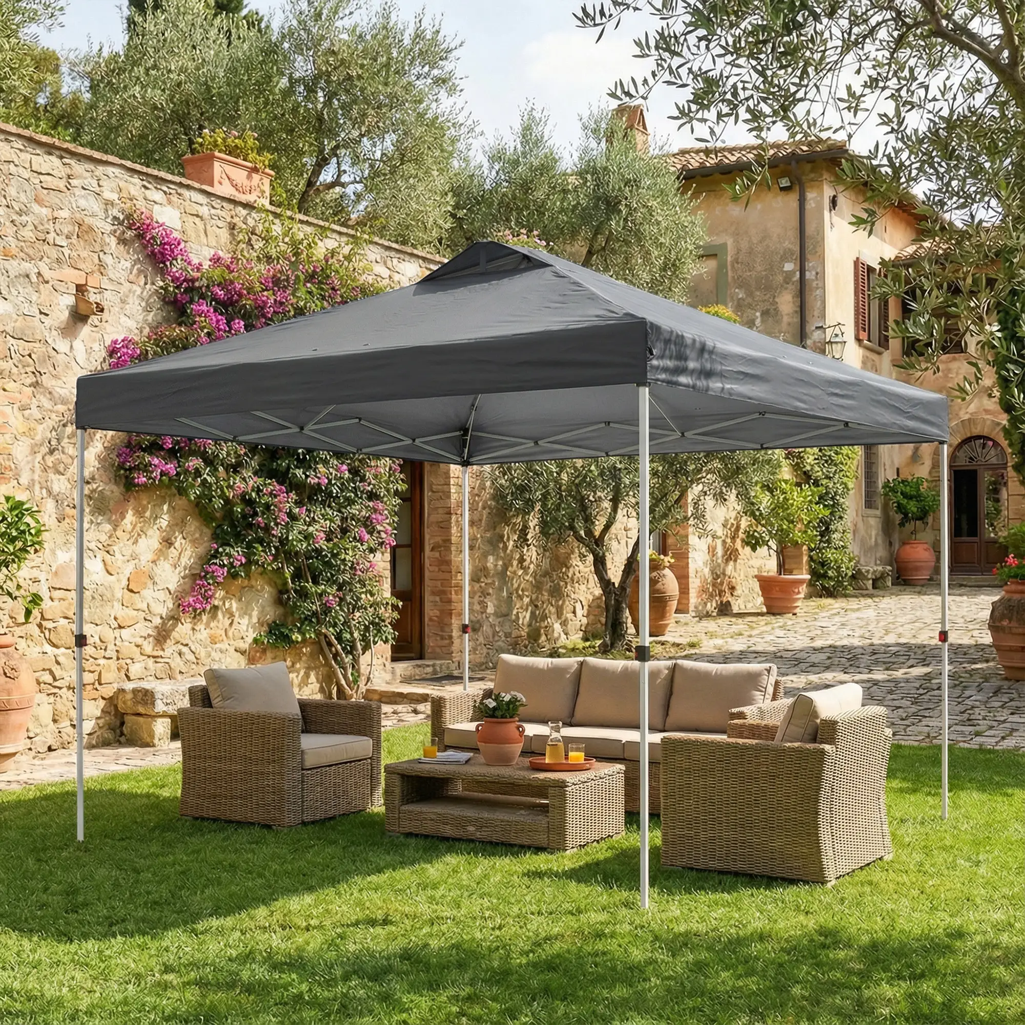 Waterproof Pop Up Canopy Tent, 9.8' x 9.8', Dark Grey - Image 7