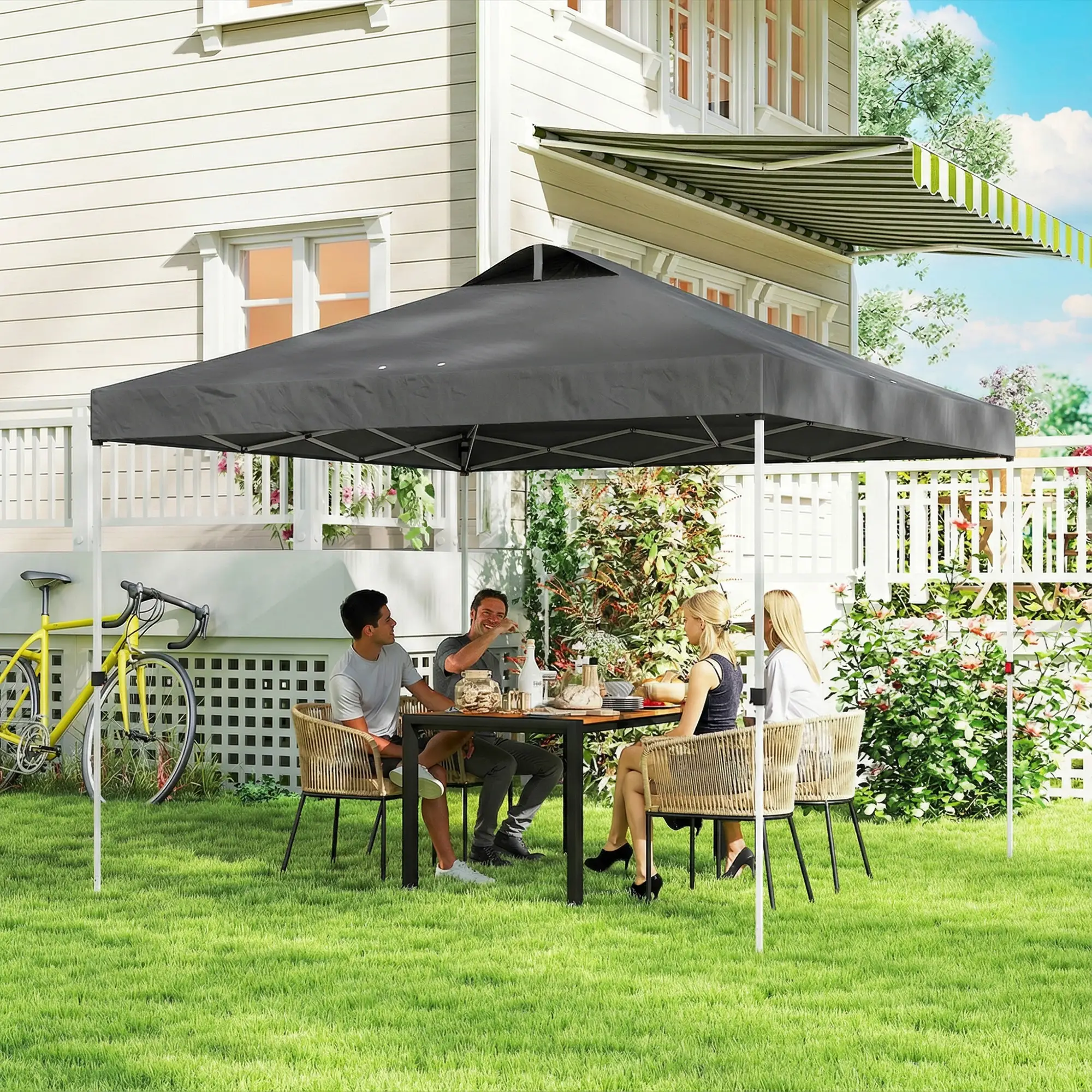 Waterproof Pop Up Canopy Tent, 9.8' x 9.8', Dark Grey - Image 9