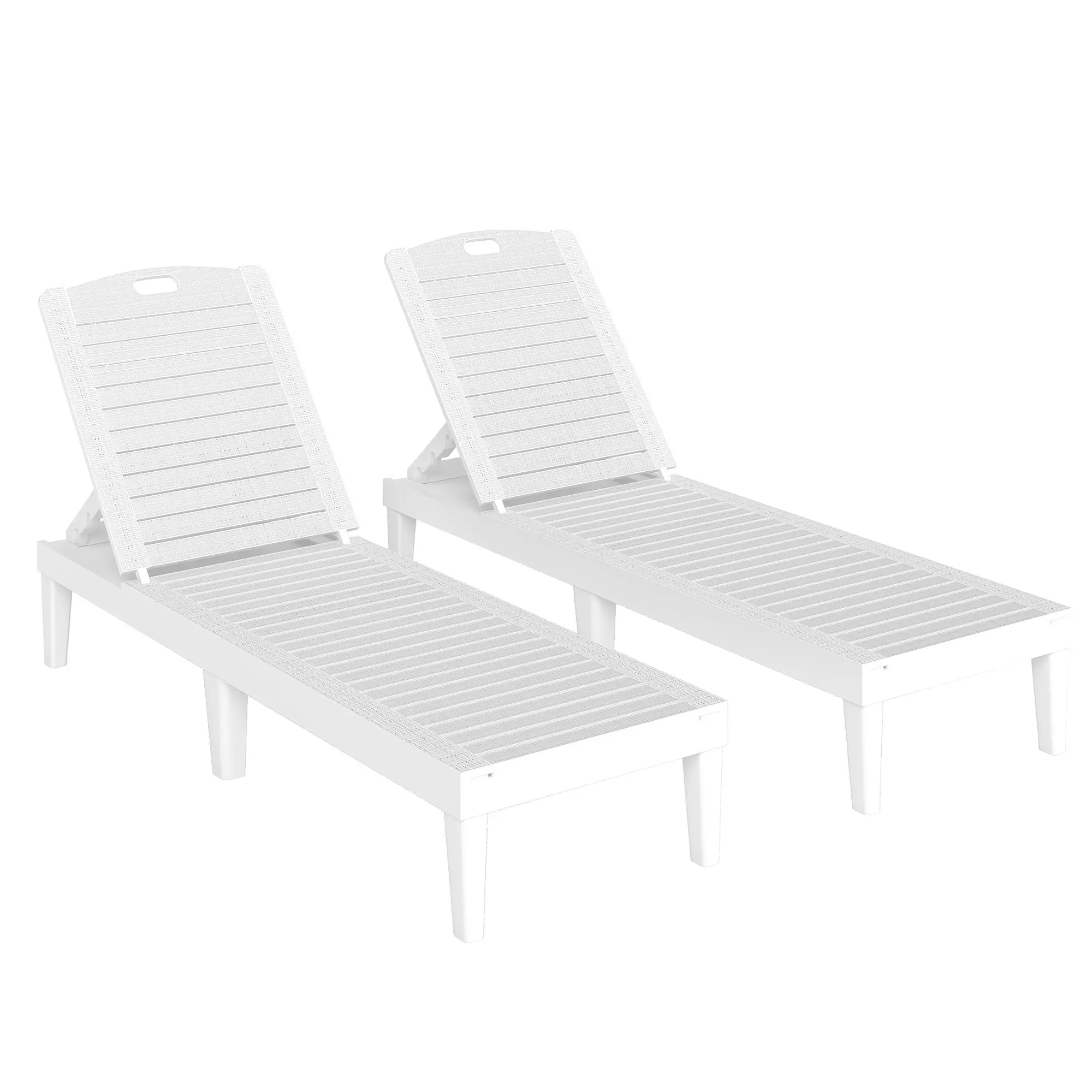 Waterproof Resin Lounge Chairs, Set of 2, 4-Position Adjustable Backrest, White - Image 11