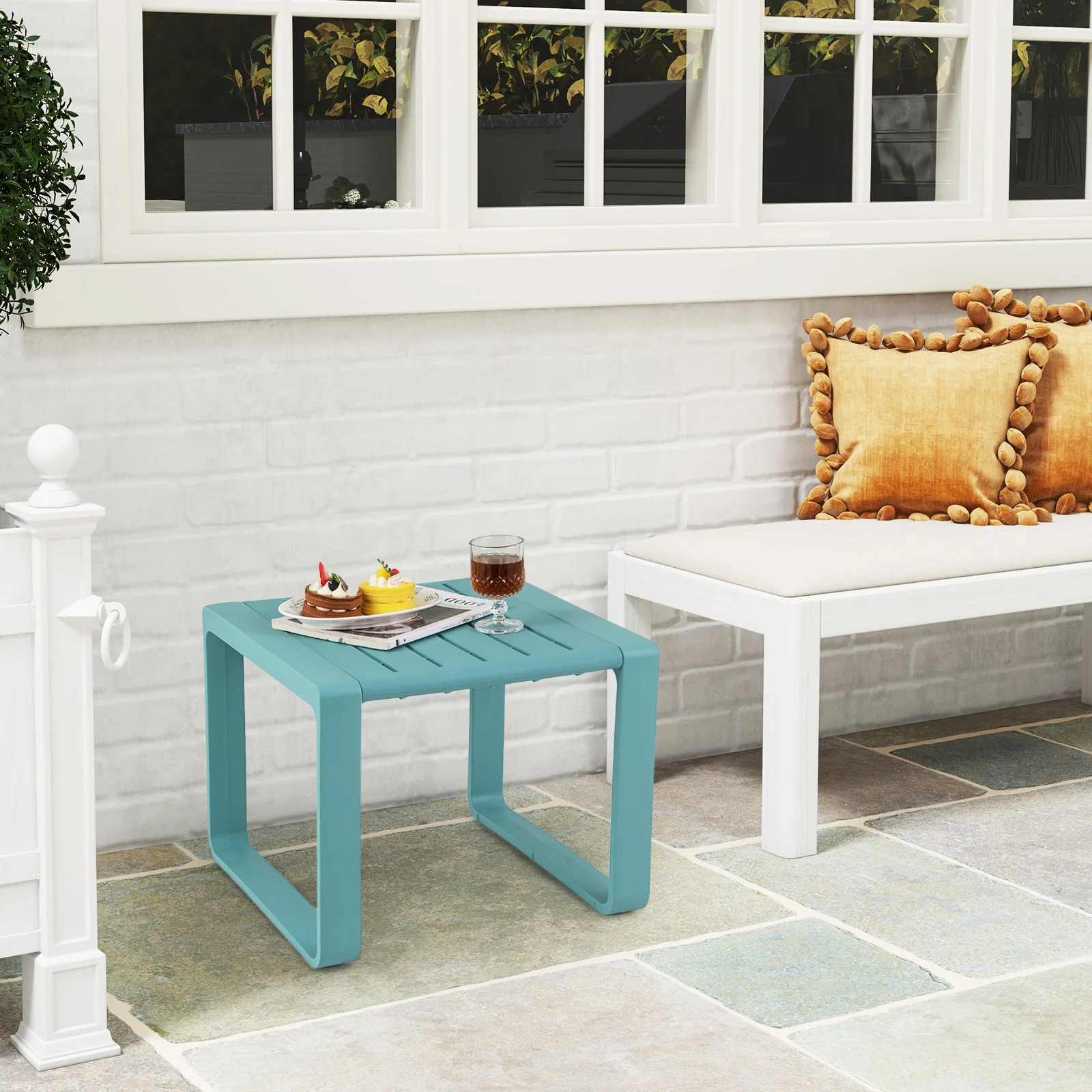 Weather Resistant Adirondack Outdoor Side Table Set Of 2, Blue - Image 10