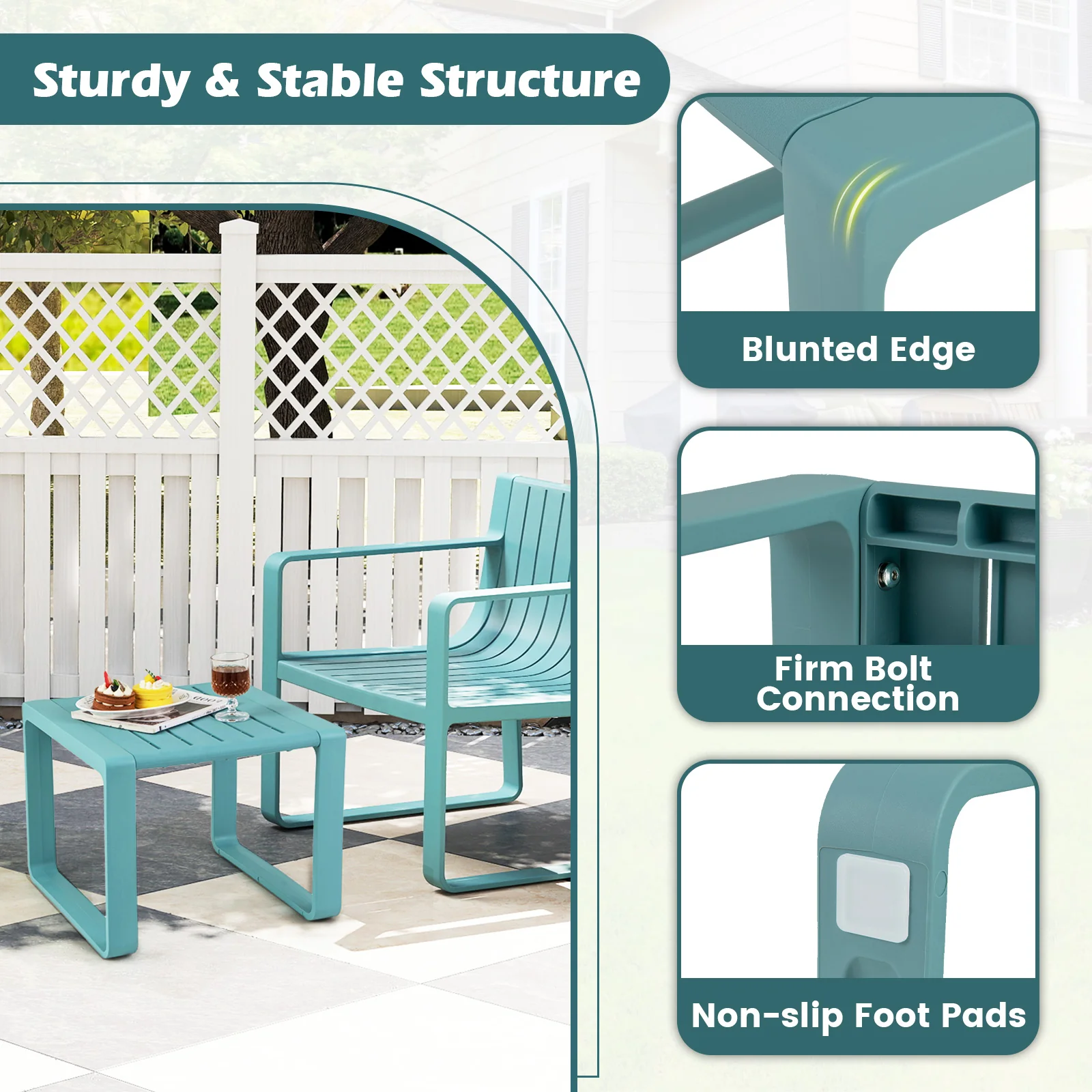 Weather Resistant Adirondack Outdoor Side Table Set Of 2, Blue - Image 7