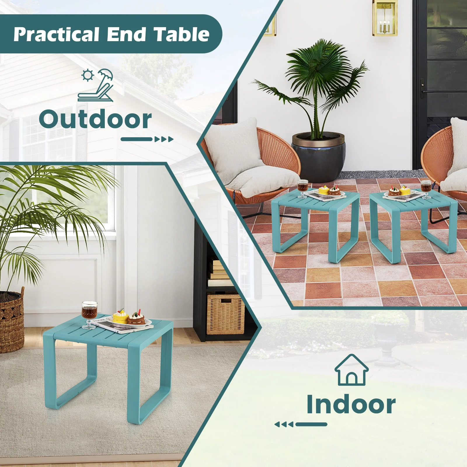 Weather Resistant Adirondack Outdoor Side Table Set Of 2, Blue - Image 9