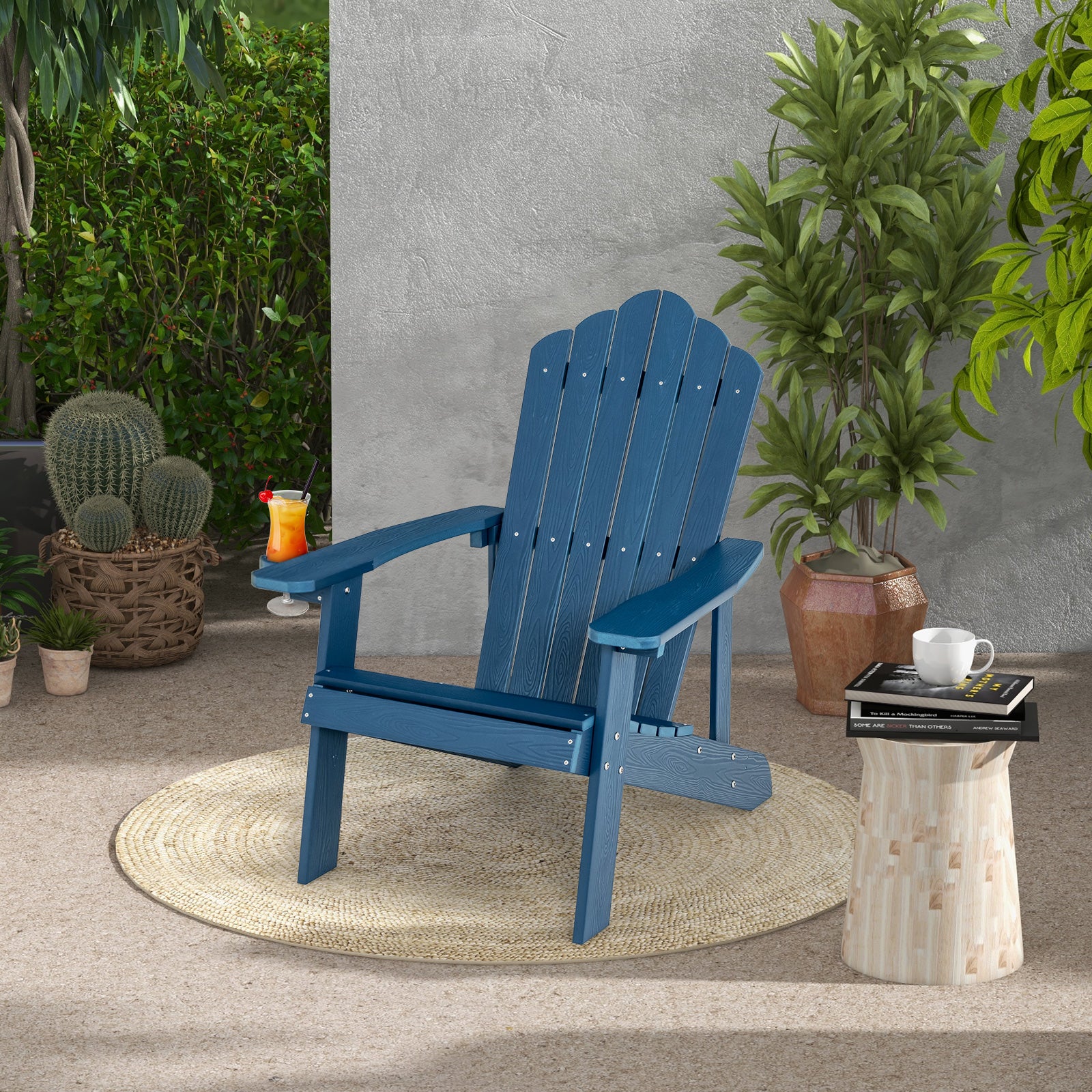 Weather Resistant HIPS Outdoor Adirondack Chair, Navy - Image 2