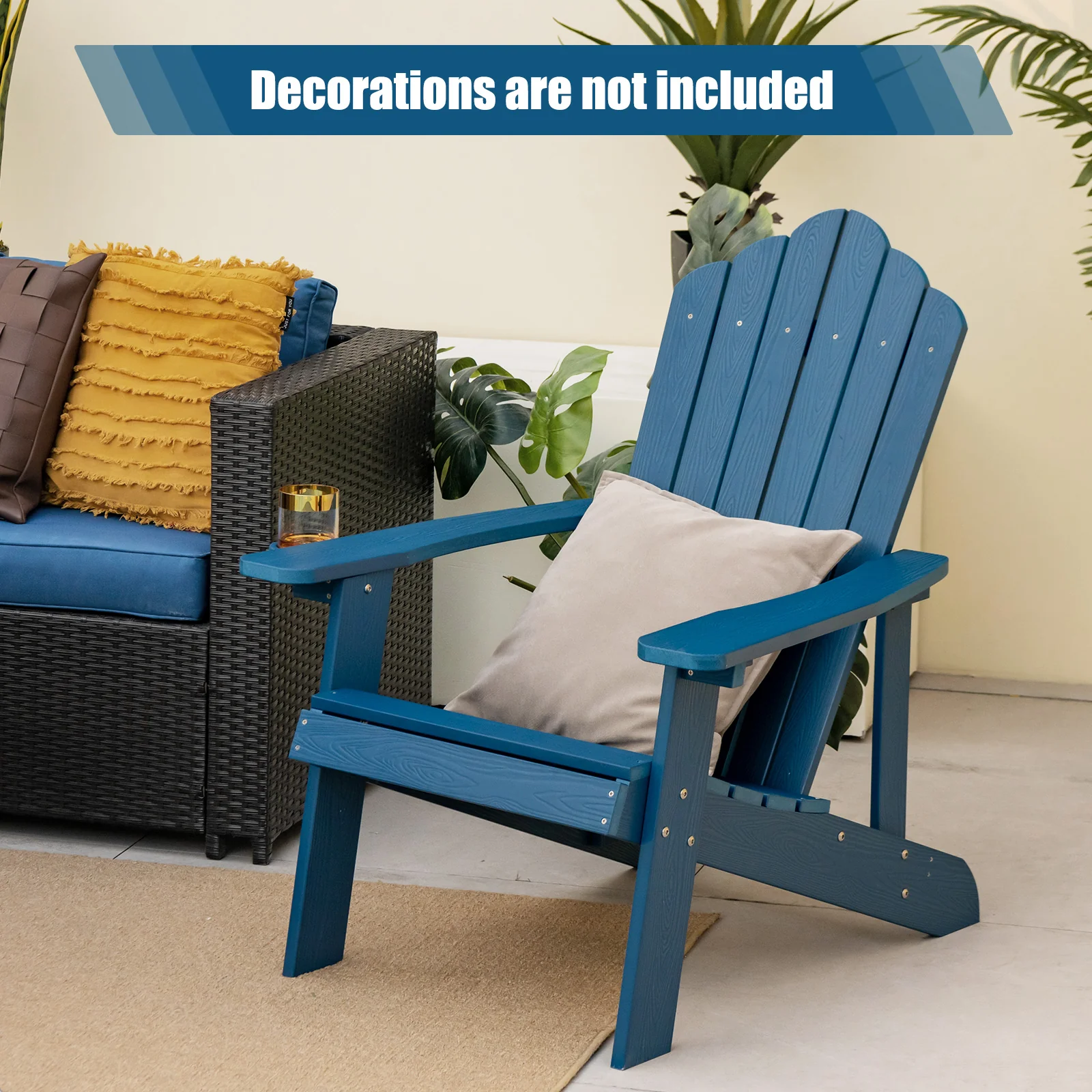 Weather Resistant HIPS Outdoor Adirondack Chair, Navy - Image 3